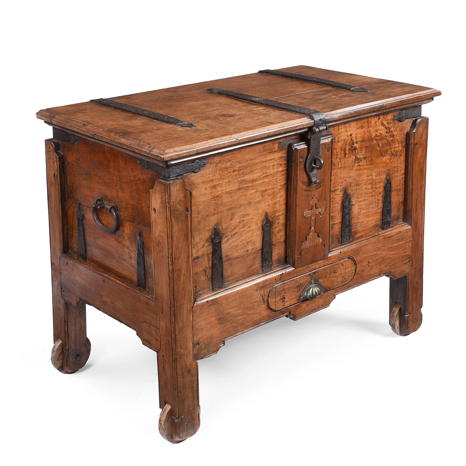 Iron Bound Teak Merchant Chest From Goa - 19th Century - Image 8