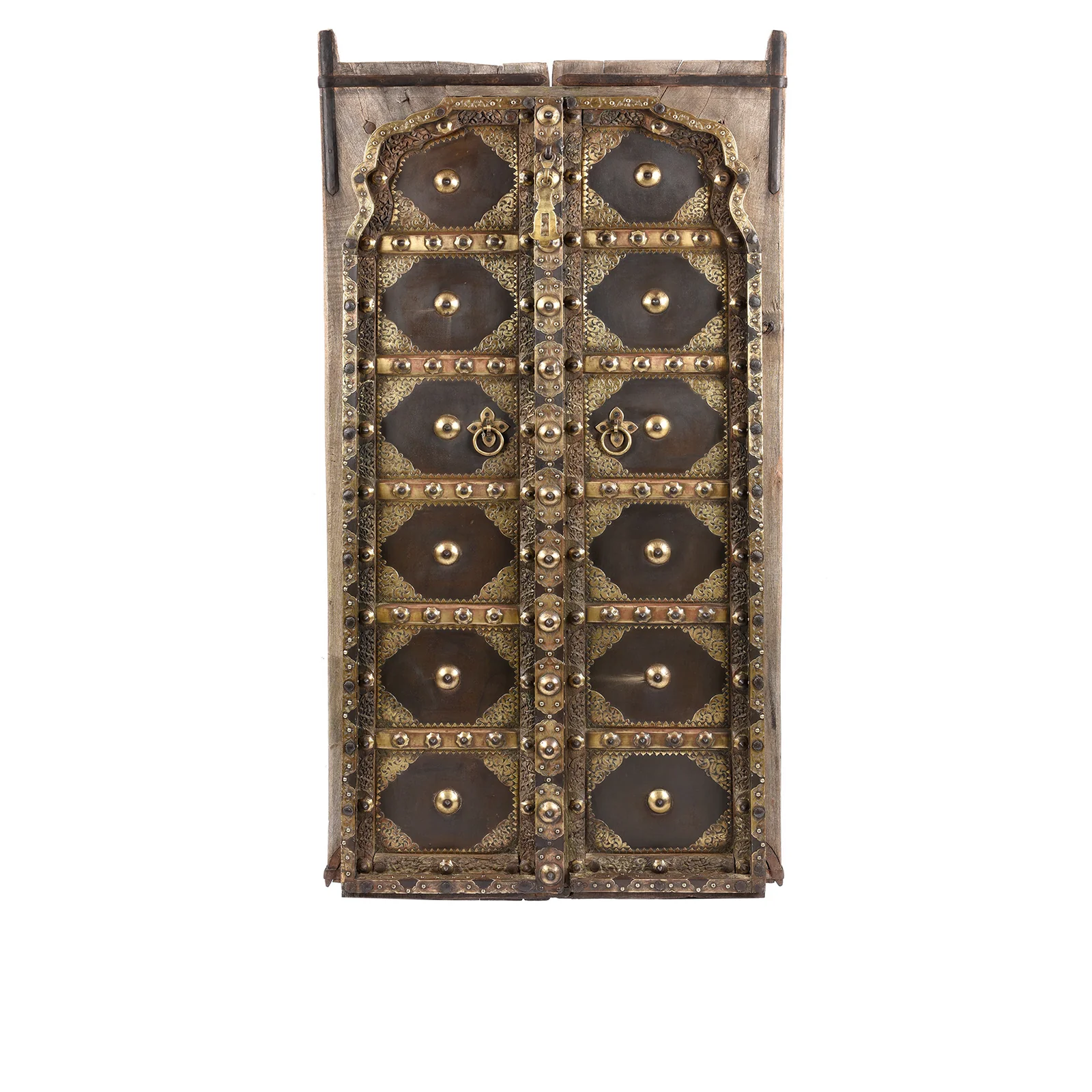 Iron & Brass Door On Stand From Shekhawati - 19th Century