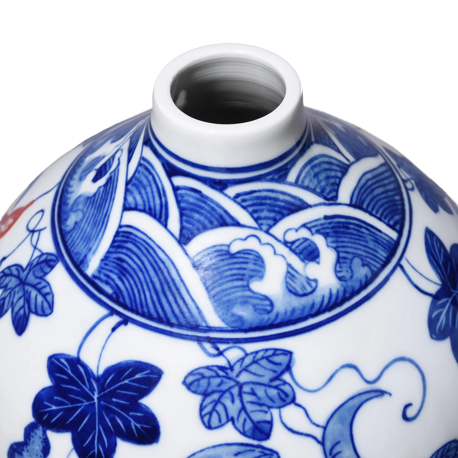 Iron Red, Blue & White Porcelain Huluping Double Gourd Vase - Large - Image 3
