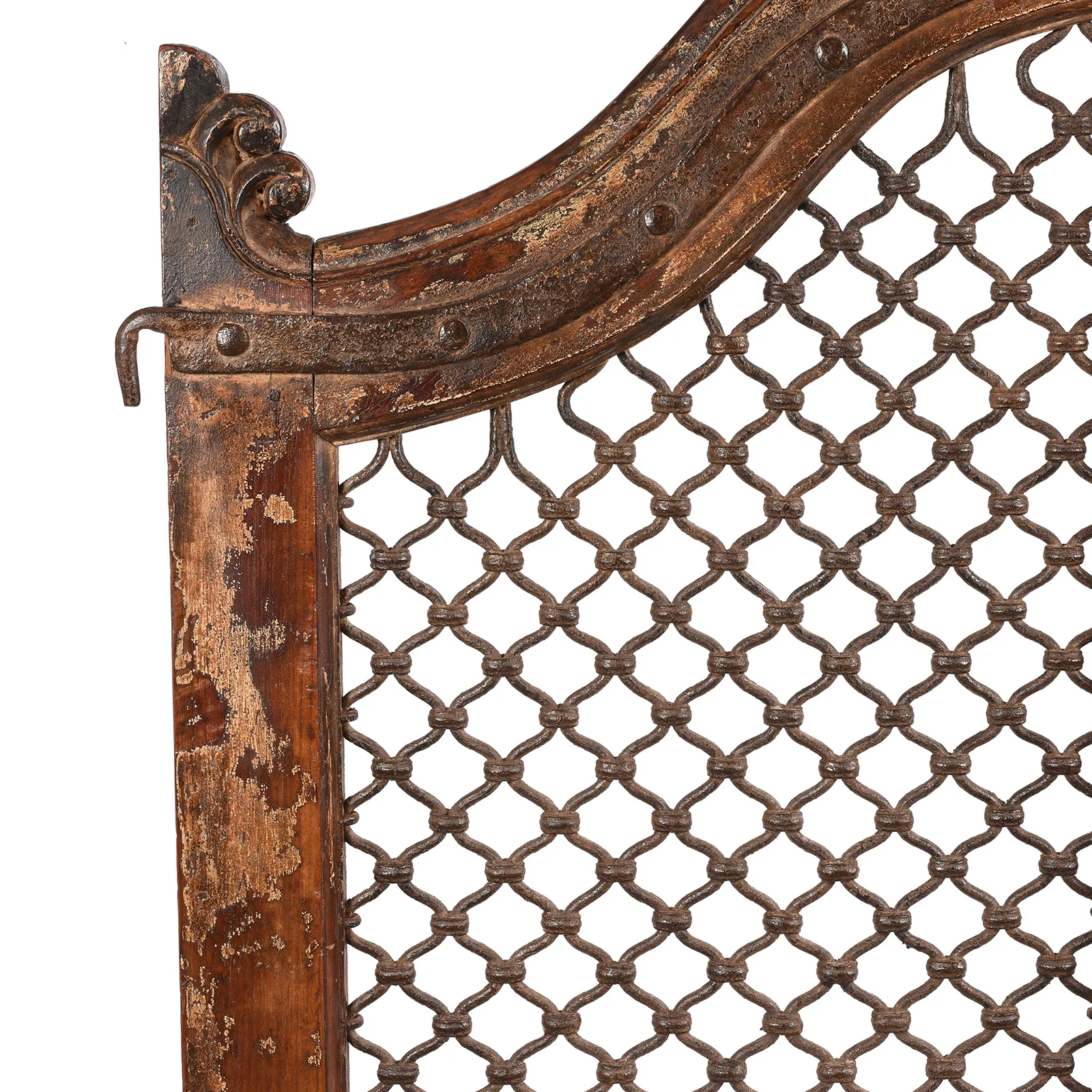 Iron & Teak Jali Dog Gate From Gujarat - 19thC - Image 2