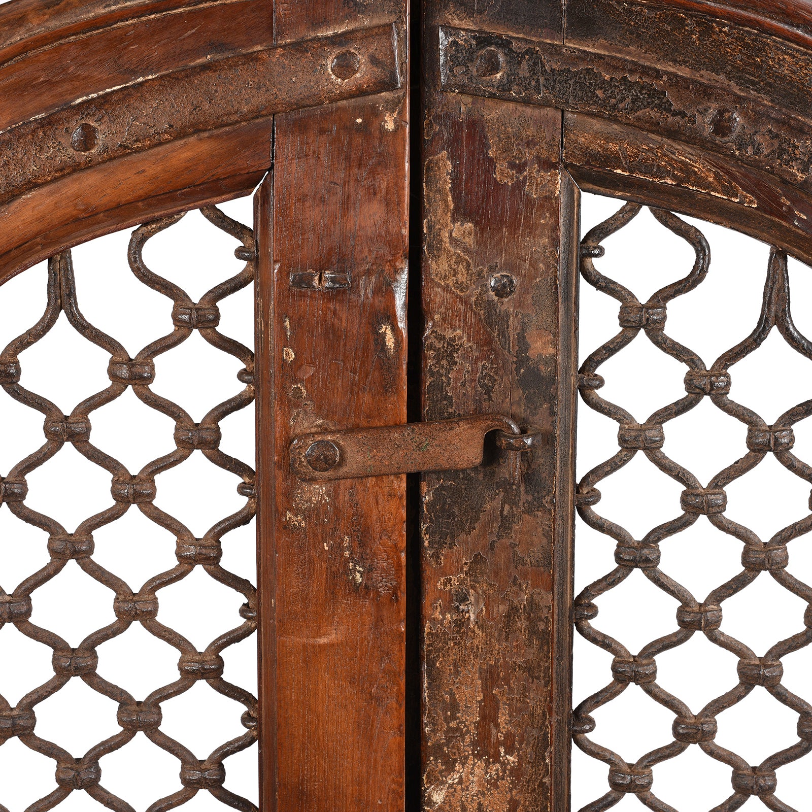 Iron & Teak Jali Dog Gate From Gujarat - 19thC - Image 3