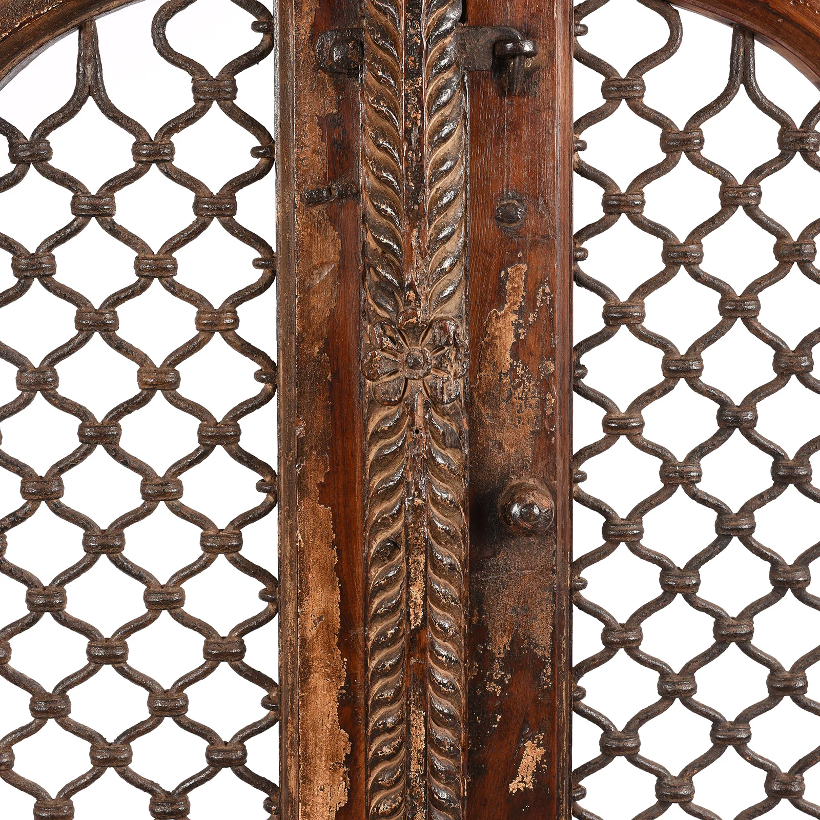 Iron & Teak Jali Dog Gate From Gujarat - 19thC - Image 5