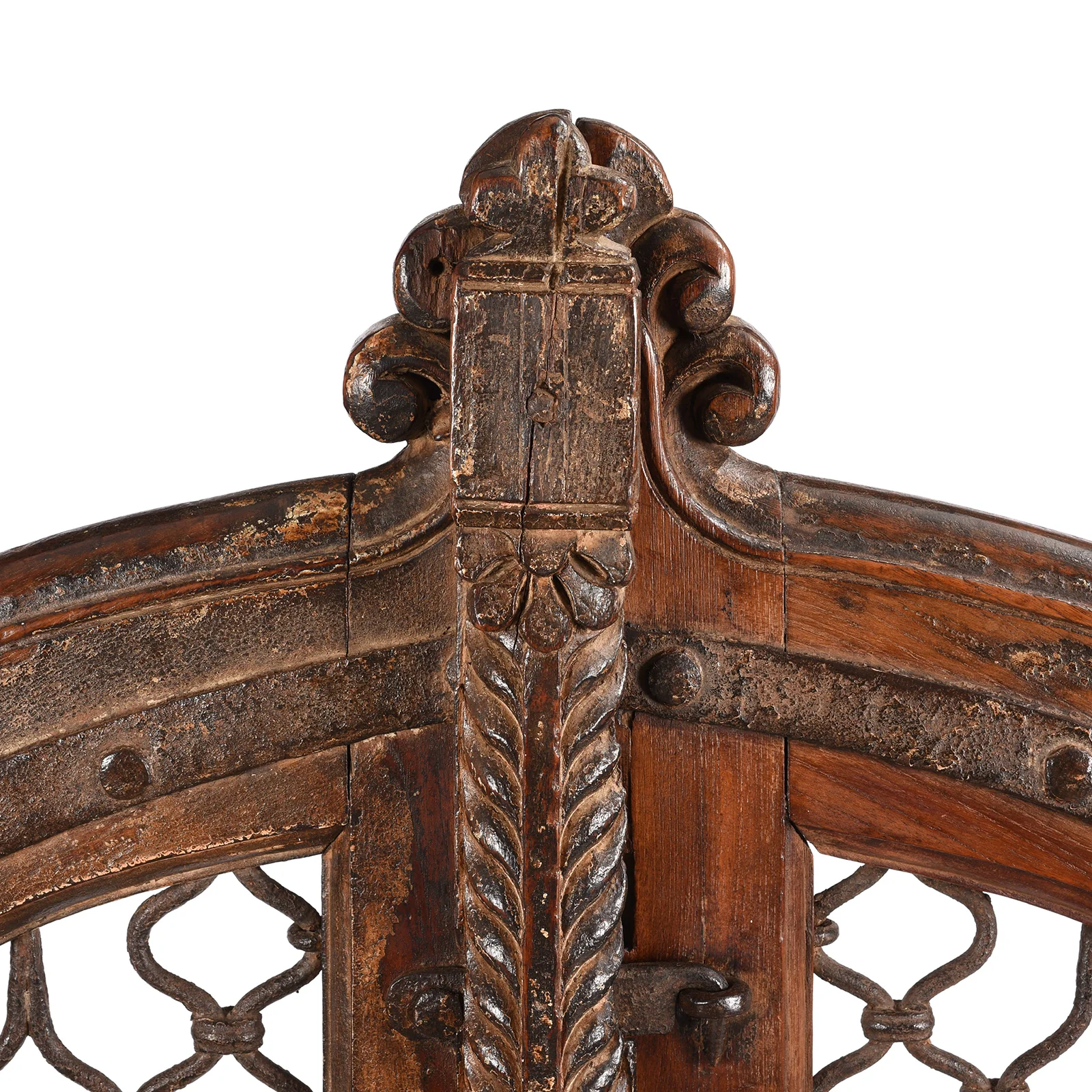 Iron & Teak Jali Dog Gate From Gujarat - 19thC - Image 6