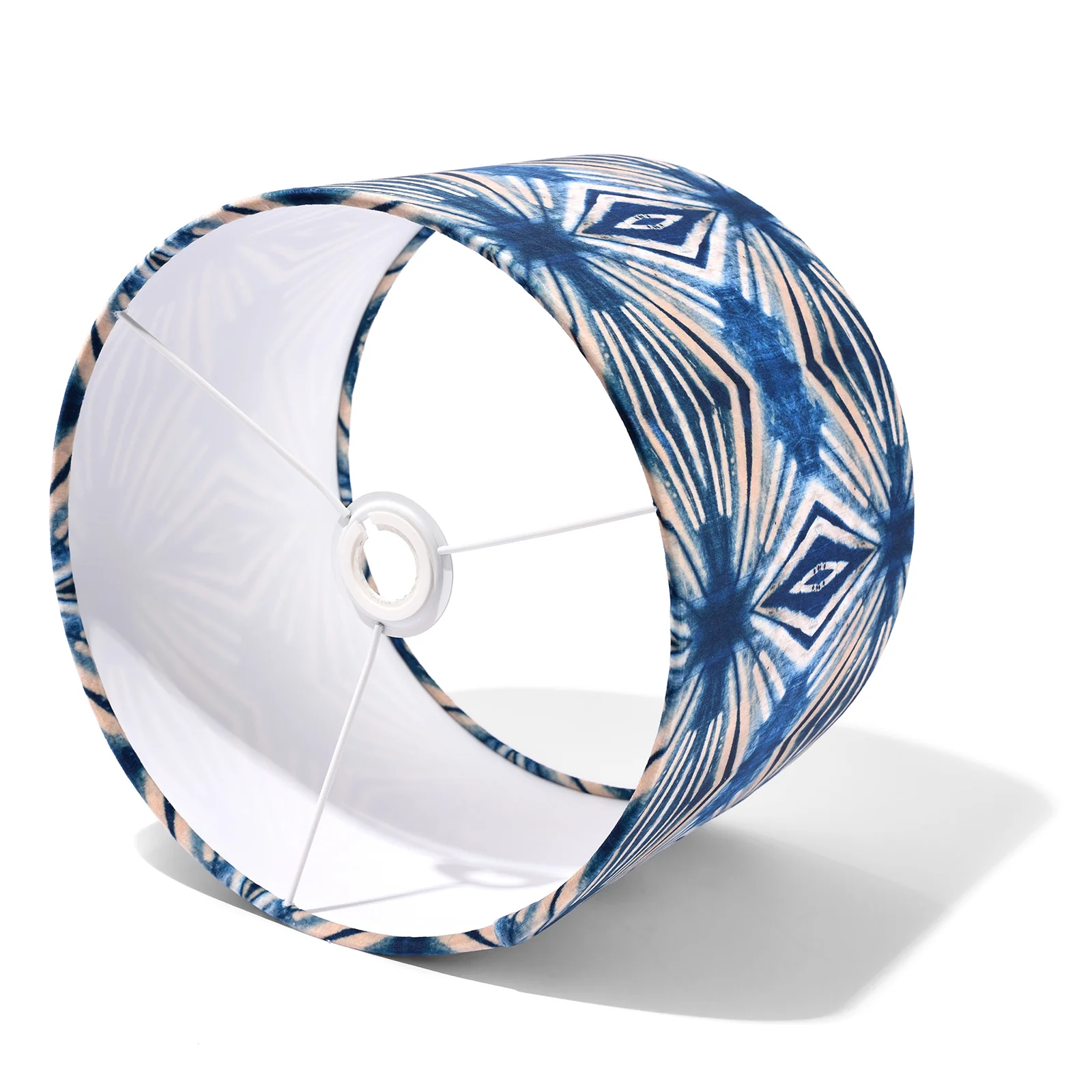 Indigo Itajime Diamond Drum Lamp Shade - Image 4