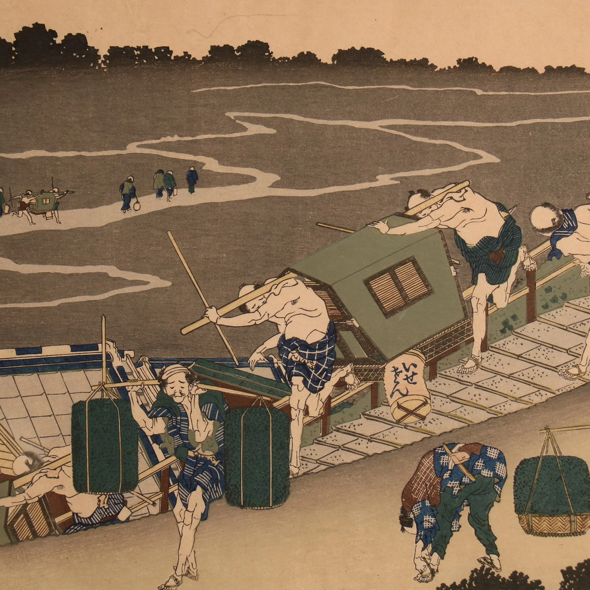 Framed Japanese Woodblock Print: "The Poem Of Fujiwara No Michinobu Ason" by Hokusai  - 19thC - Image 2
