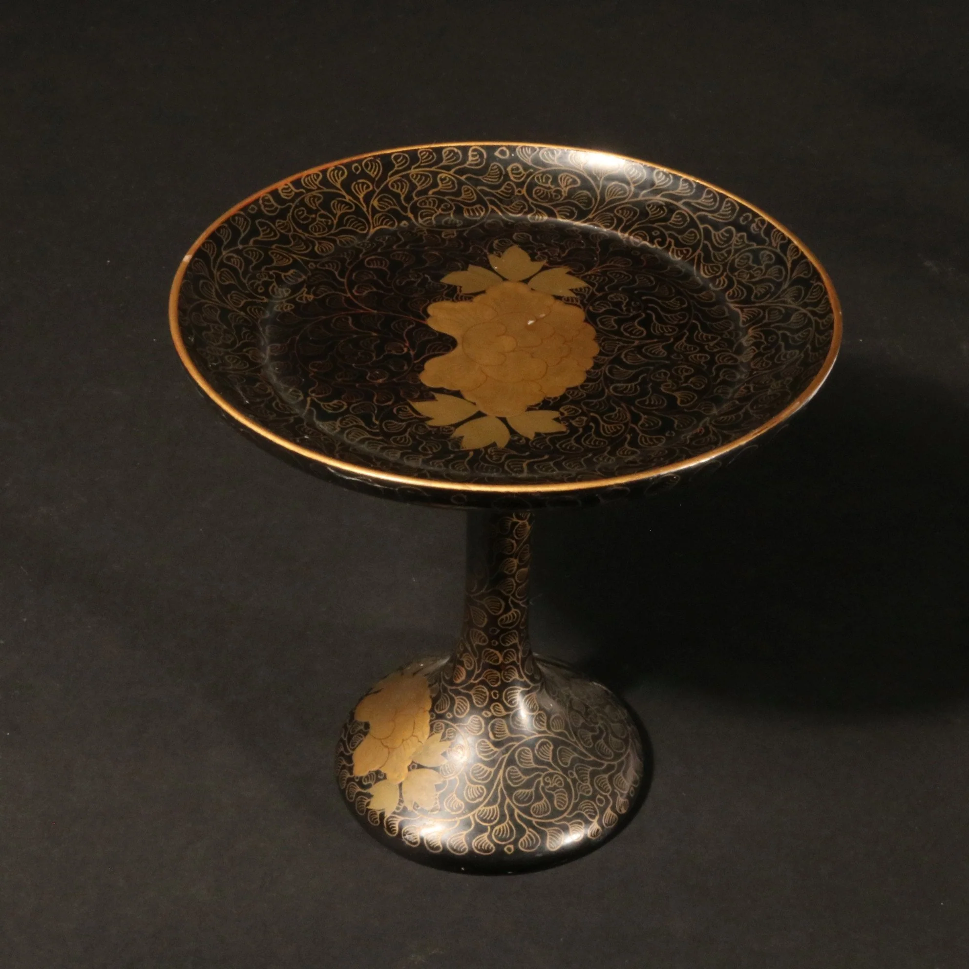 Black Lacquer Stand With Gold Decoration - Ca 1930 - Image 2