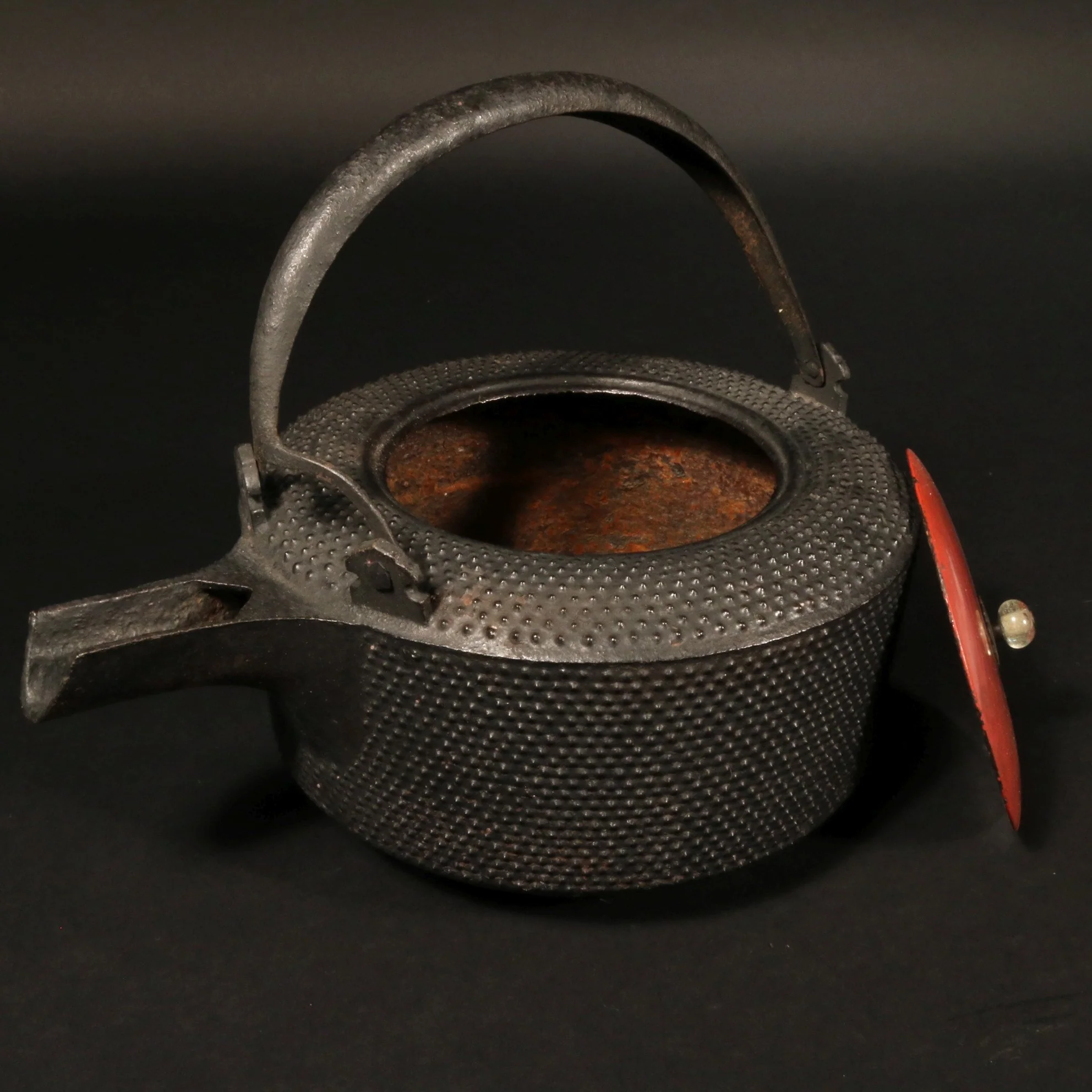 Cast Iron Tea Pot With Red Lacquer Lid - Ca 1930 - Image 2