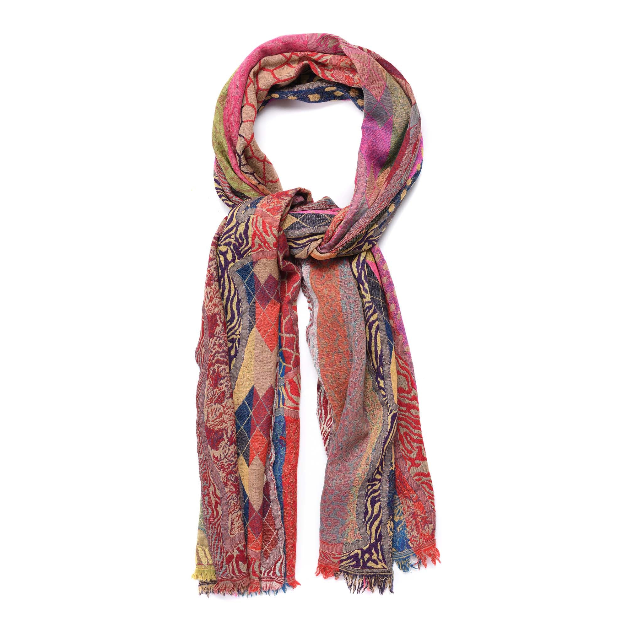 Multicoloured Jacquard Merino Wool Shawl - Image 2