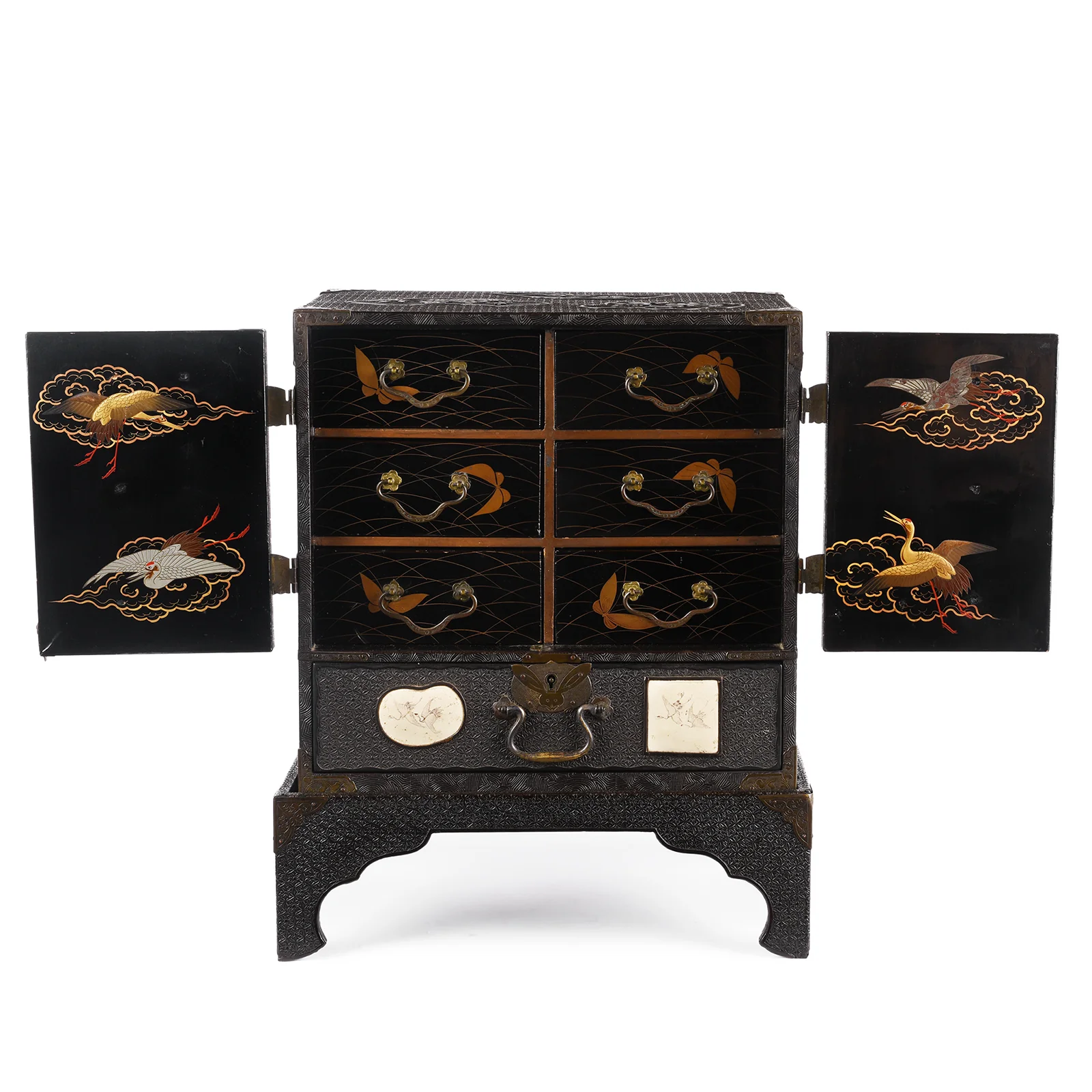 Japanese Black Lacquer Kodansu Jewellery Cabinet - Meiji Period - Image 2