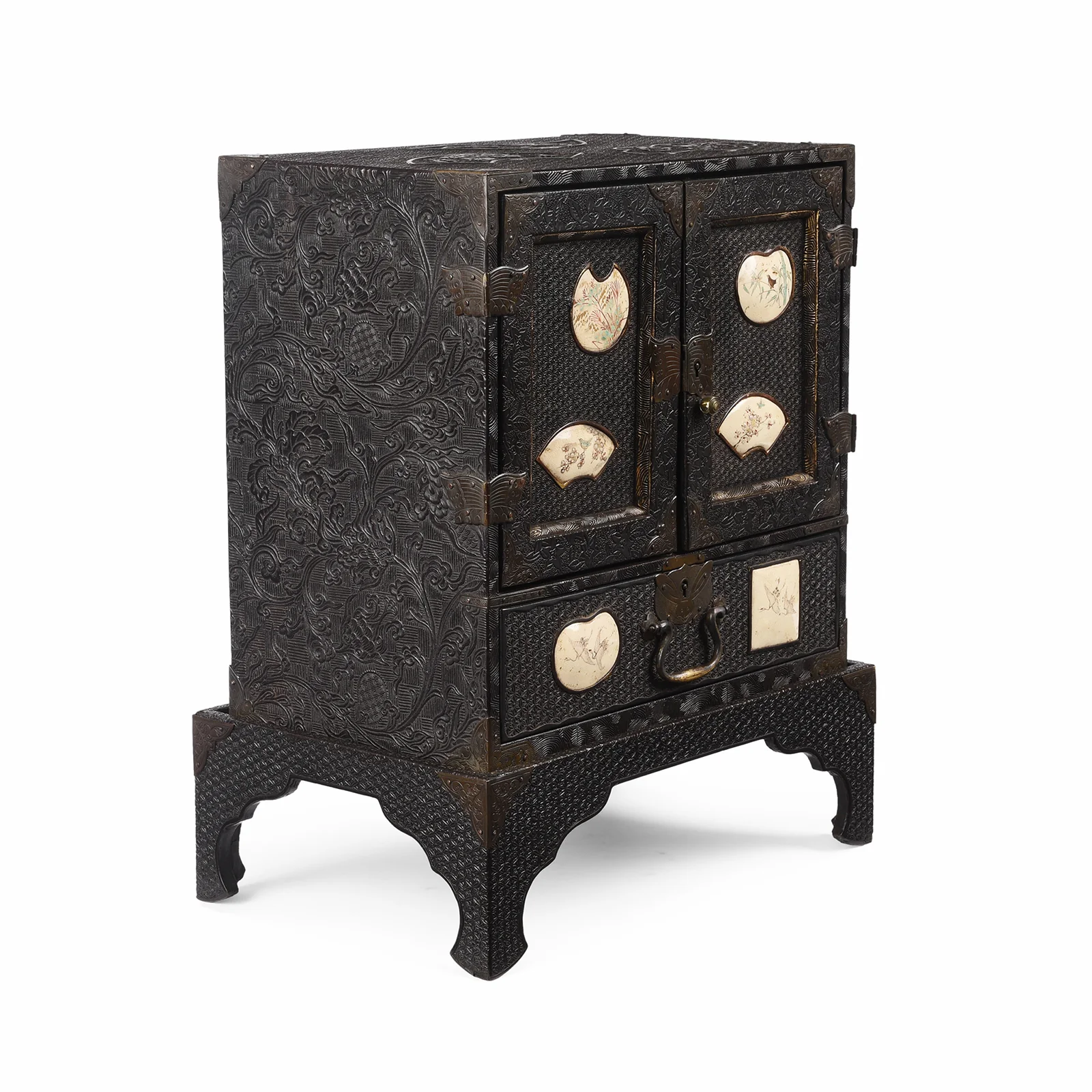 Japanese Black Lacquer Kodansu Jewellery Cabinet - Meiji Period - Image 3