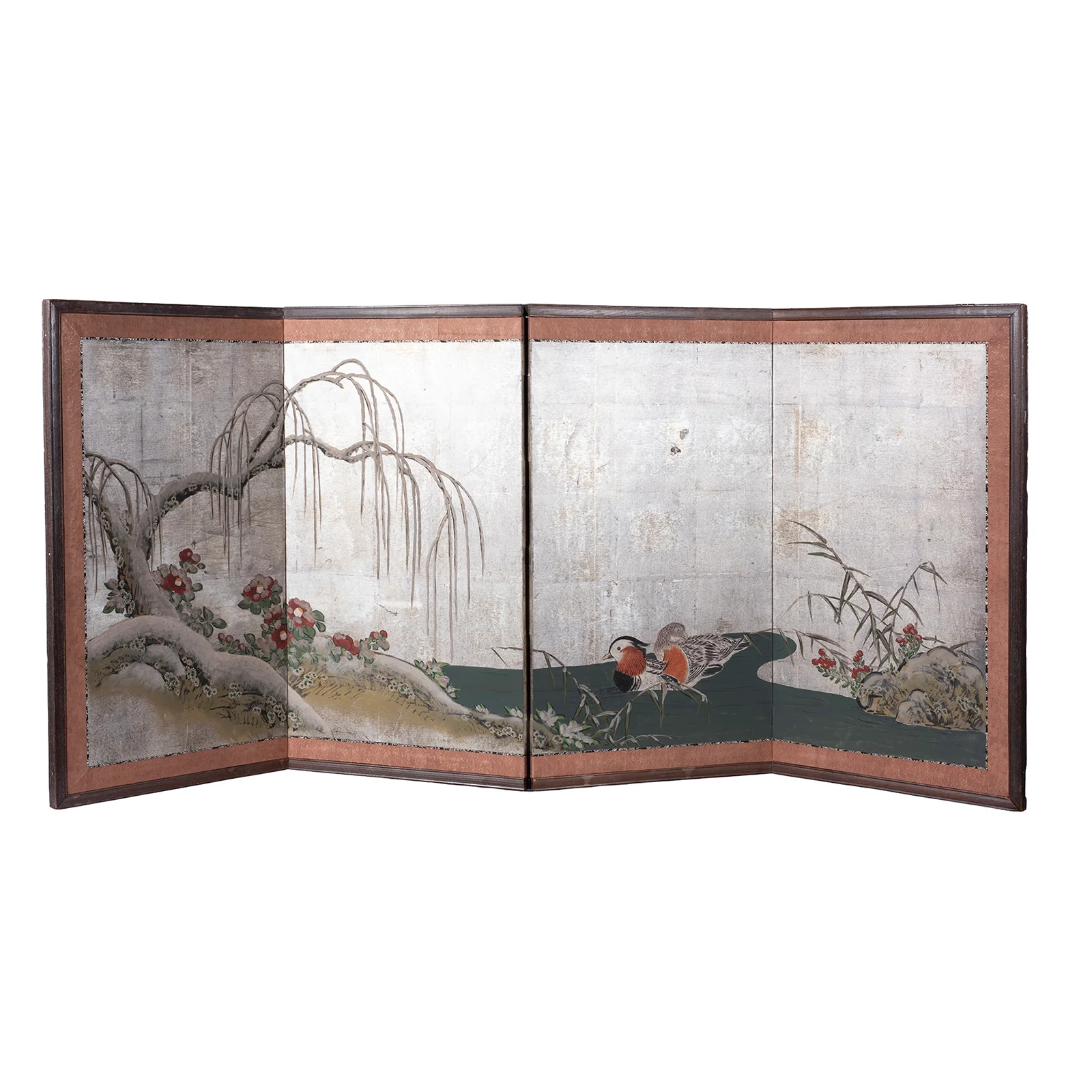Silver Rinpa Byobu Screen - Edo Period (Ca 1850) - Image 3