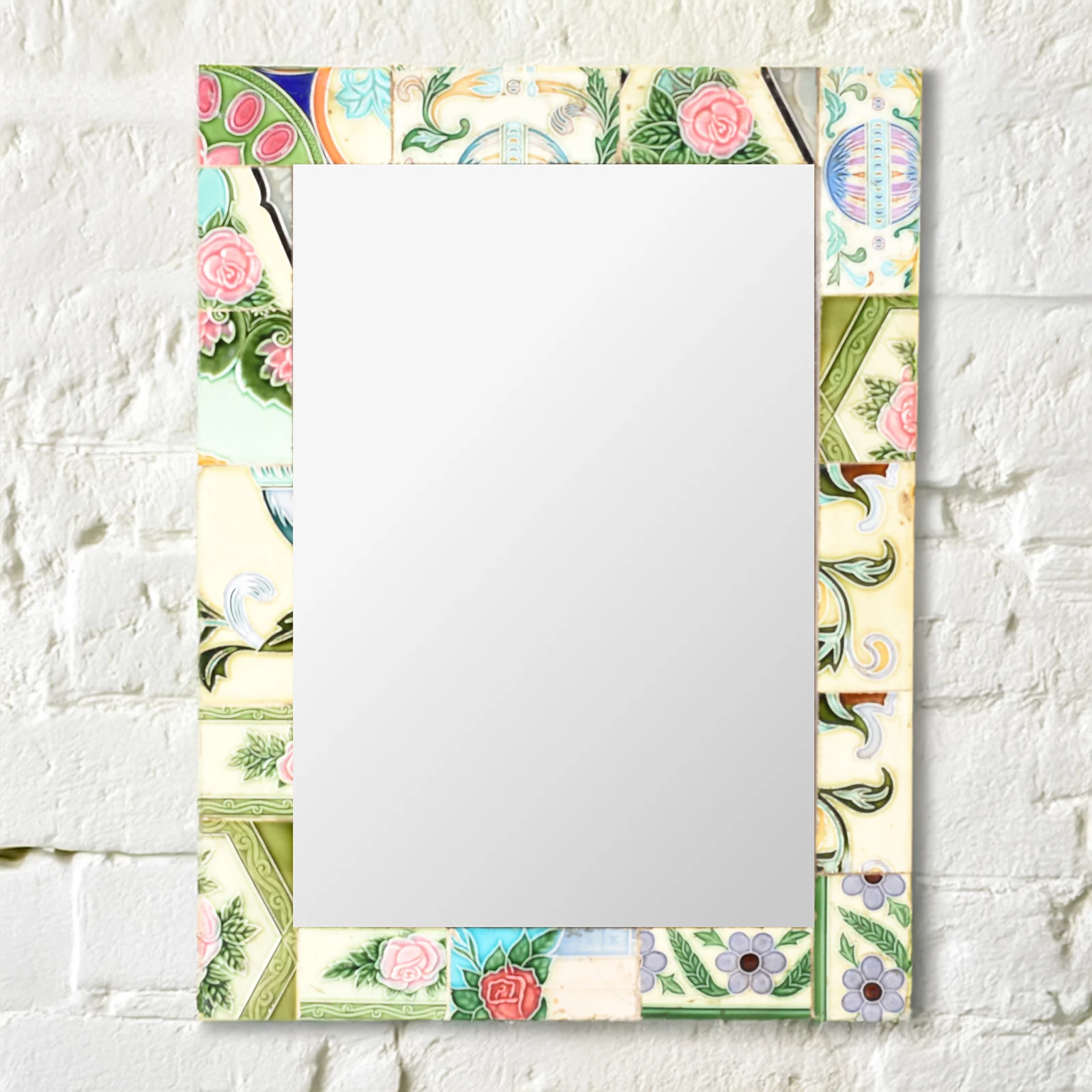Mirror Made From Old Japanese Ceramic Tiles - Circa 1920