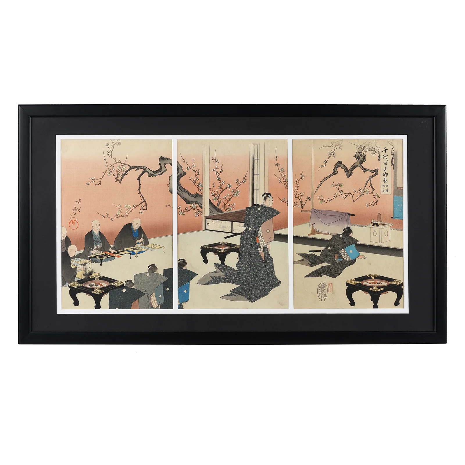 'New Year's Kagamibiraki Ceremony' Triptych by Chikanobu - Image 3