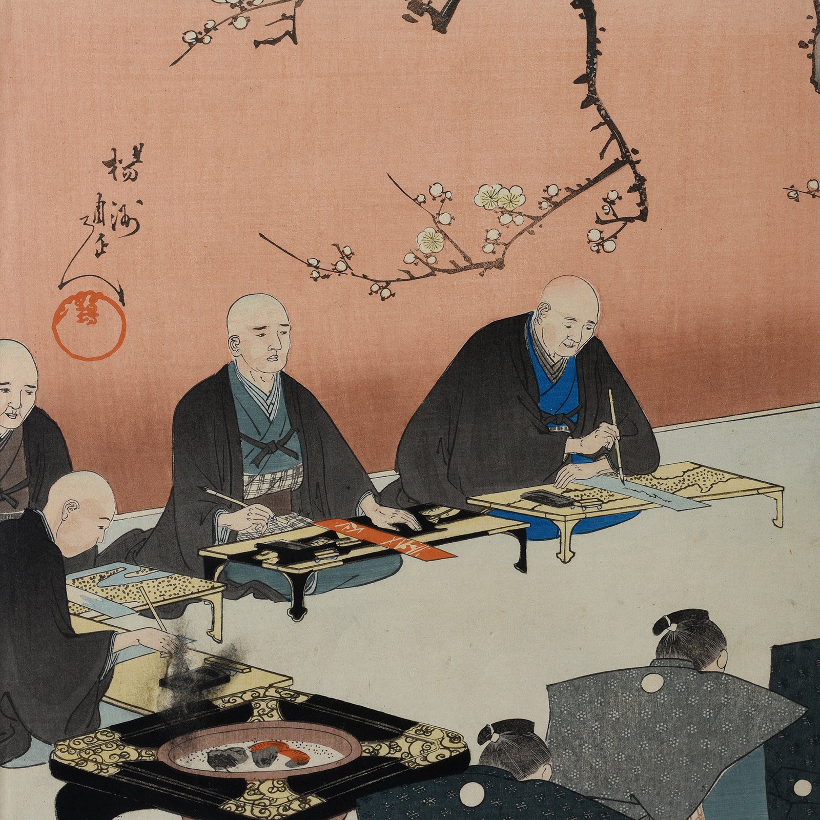 'New Year's Kagamibiraki Ceremony' Triptych by Chikanobu - Image 7