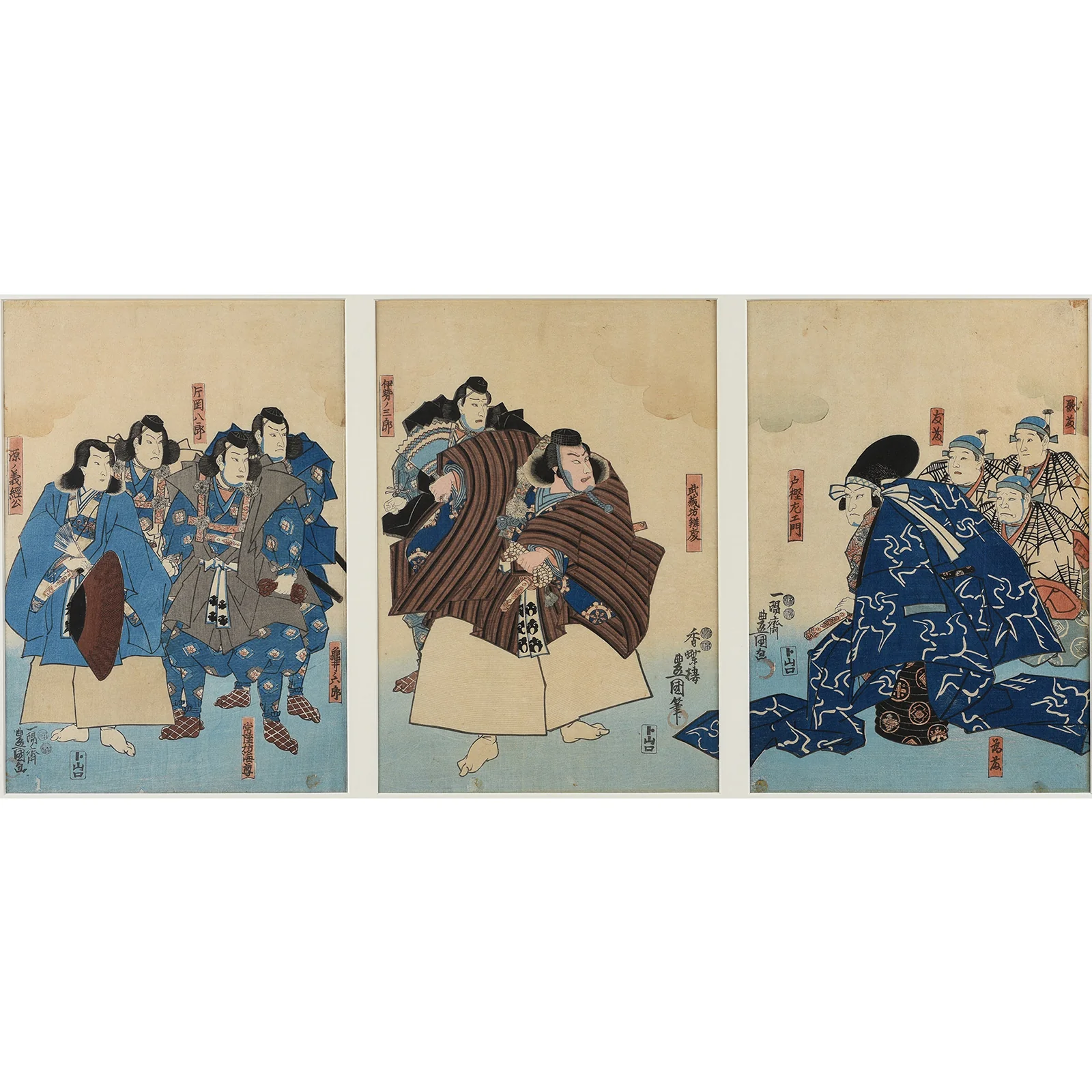 "Kanjincho" Kabuki Triptych By Kuniyoshi - Image 2