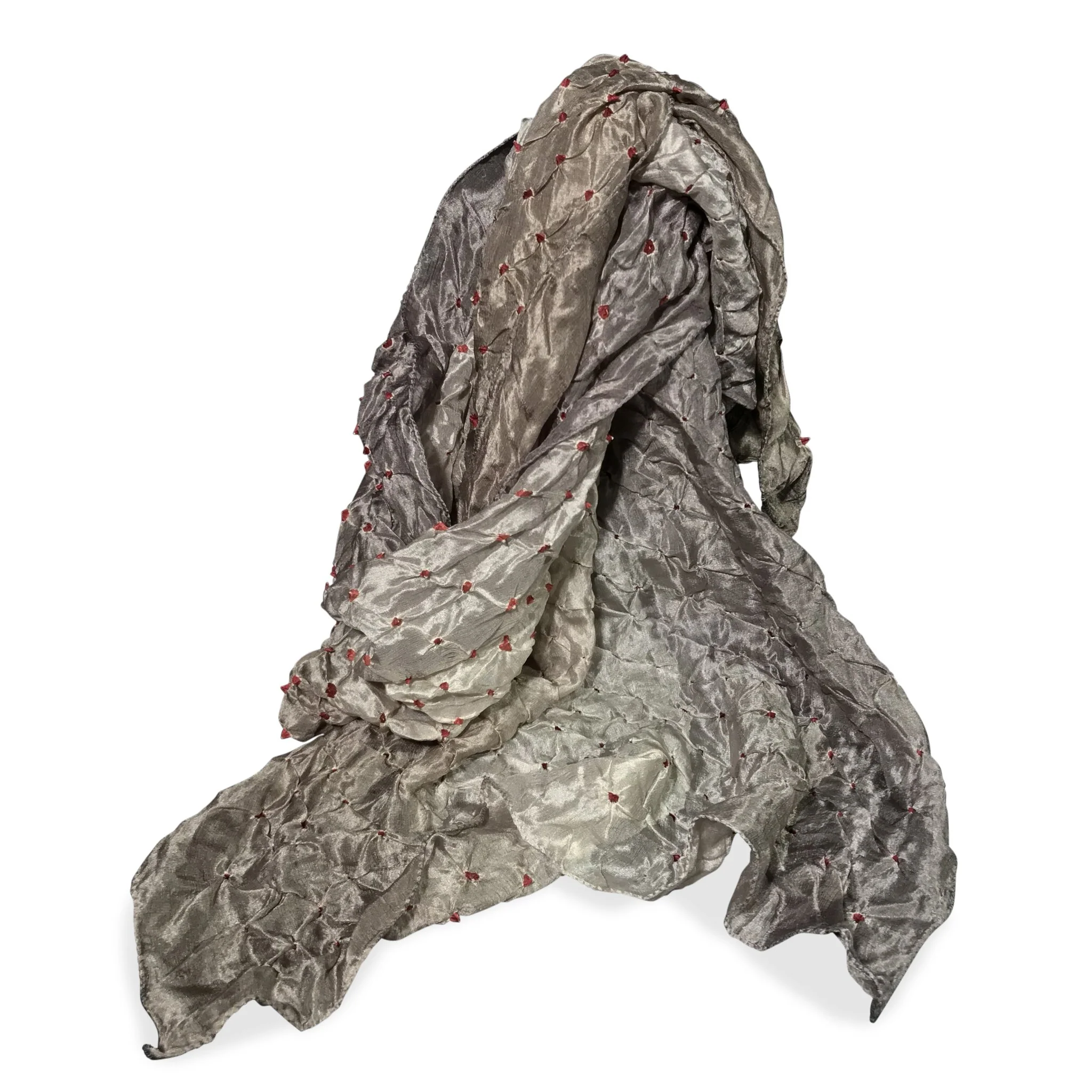 Soft Greens- Bandhani Silk Scarf From Rajasthan - Image 2