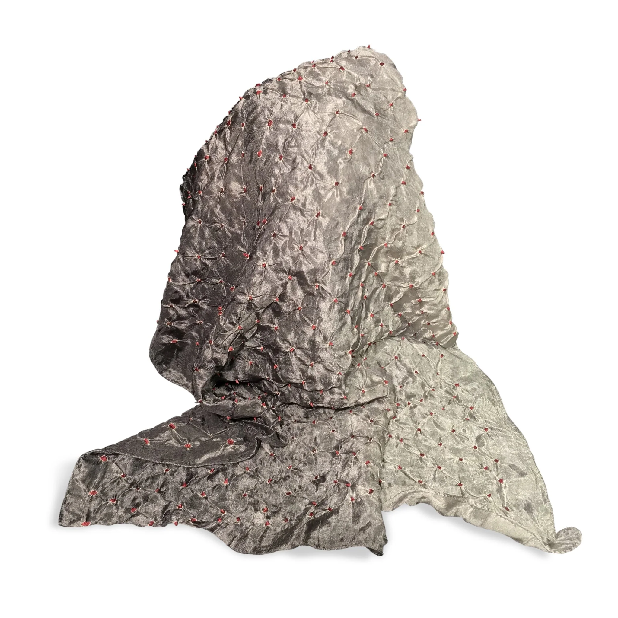 Soft Greens- Bandhani Silk Scarf From Rajasthan - Image 3