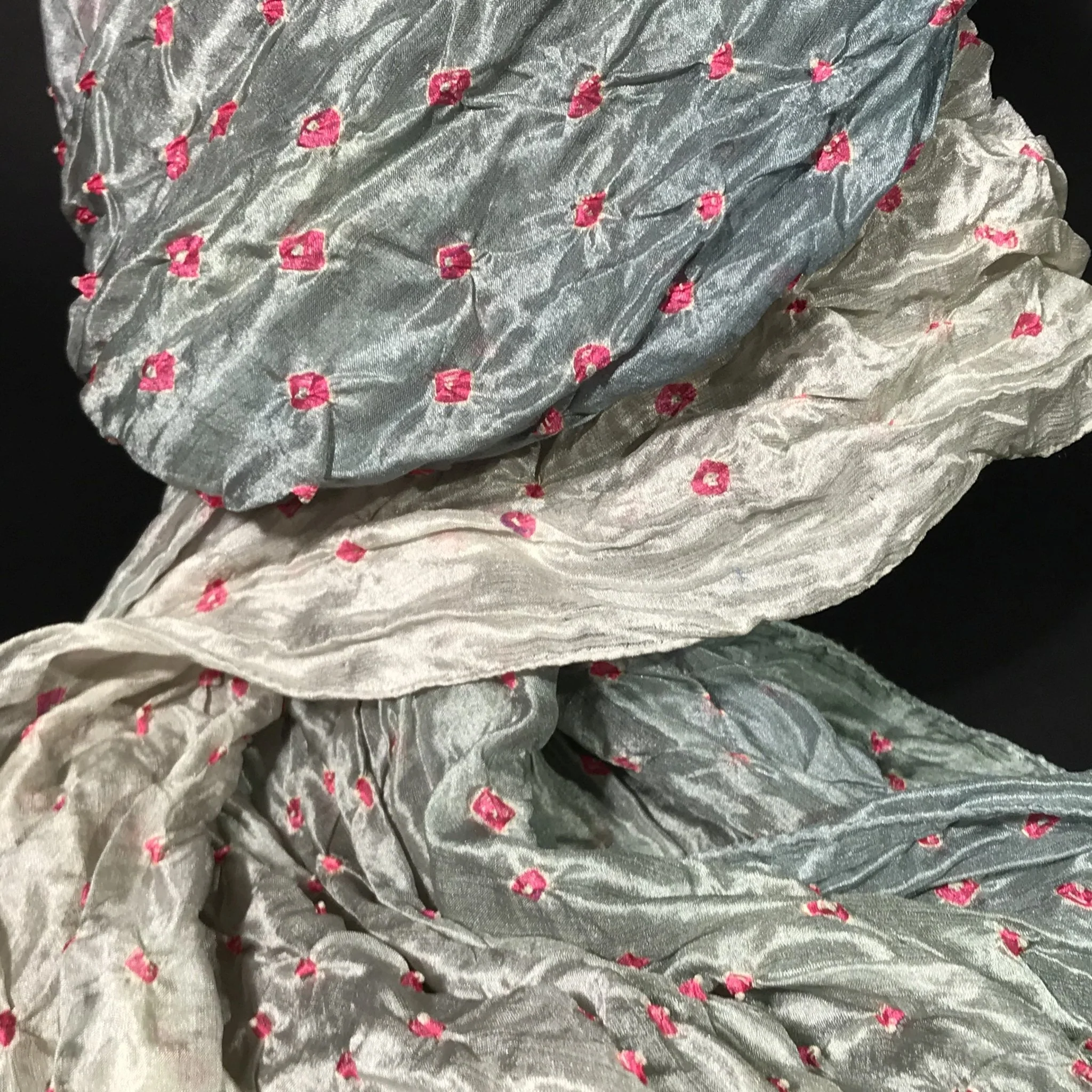 Soft Greens- Bandhani Silk Scarf From Rajasthan - Image 4