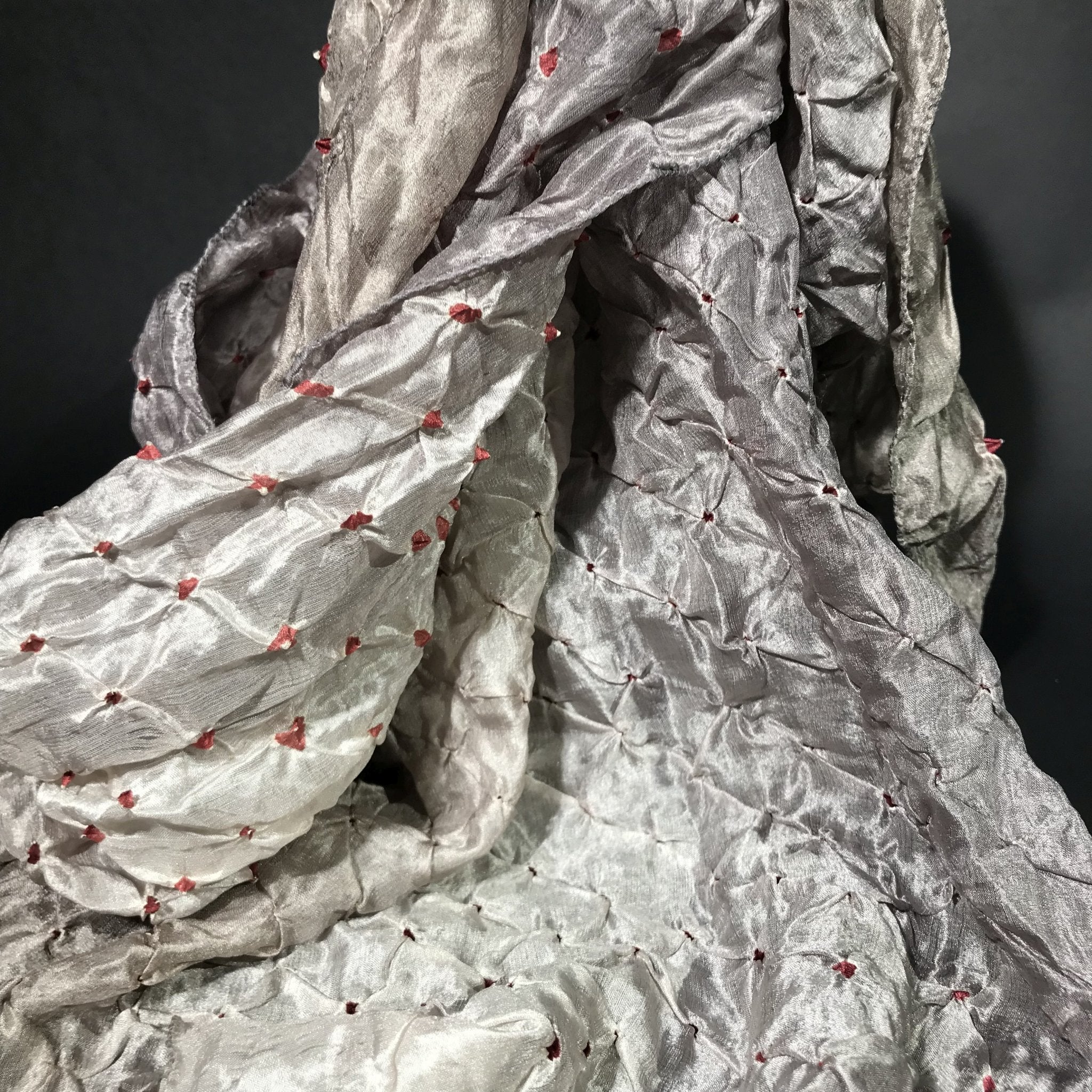 Soft Greens- Bandhani Silk Scarf From Rajasthan - Image 5