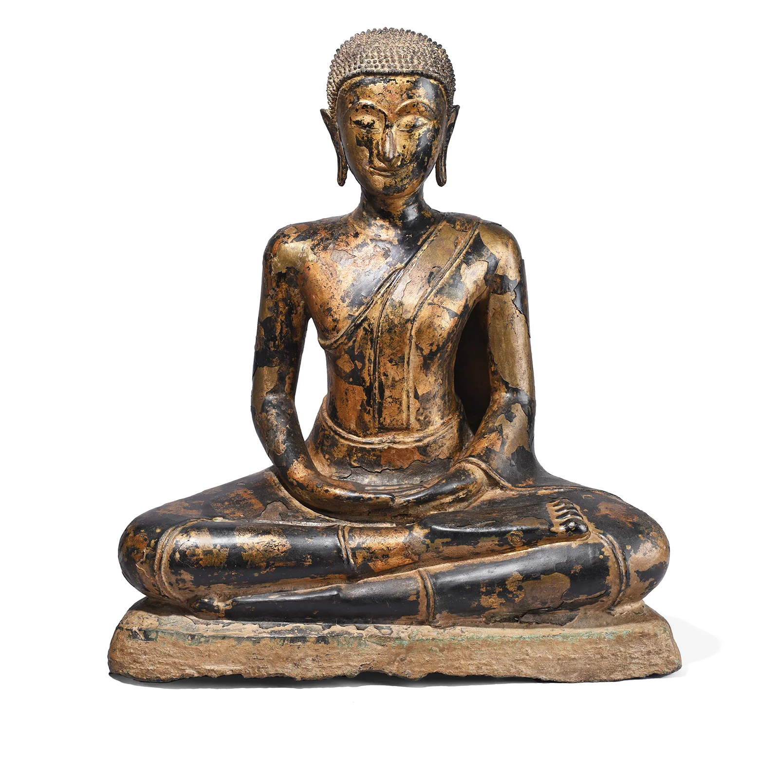 Lacquered Bronze Thai Sitting Buddha - Early 19th Century