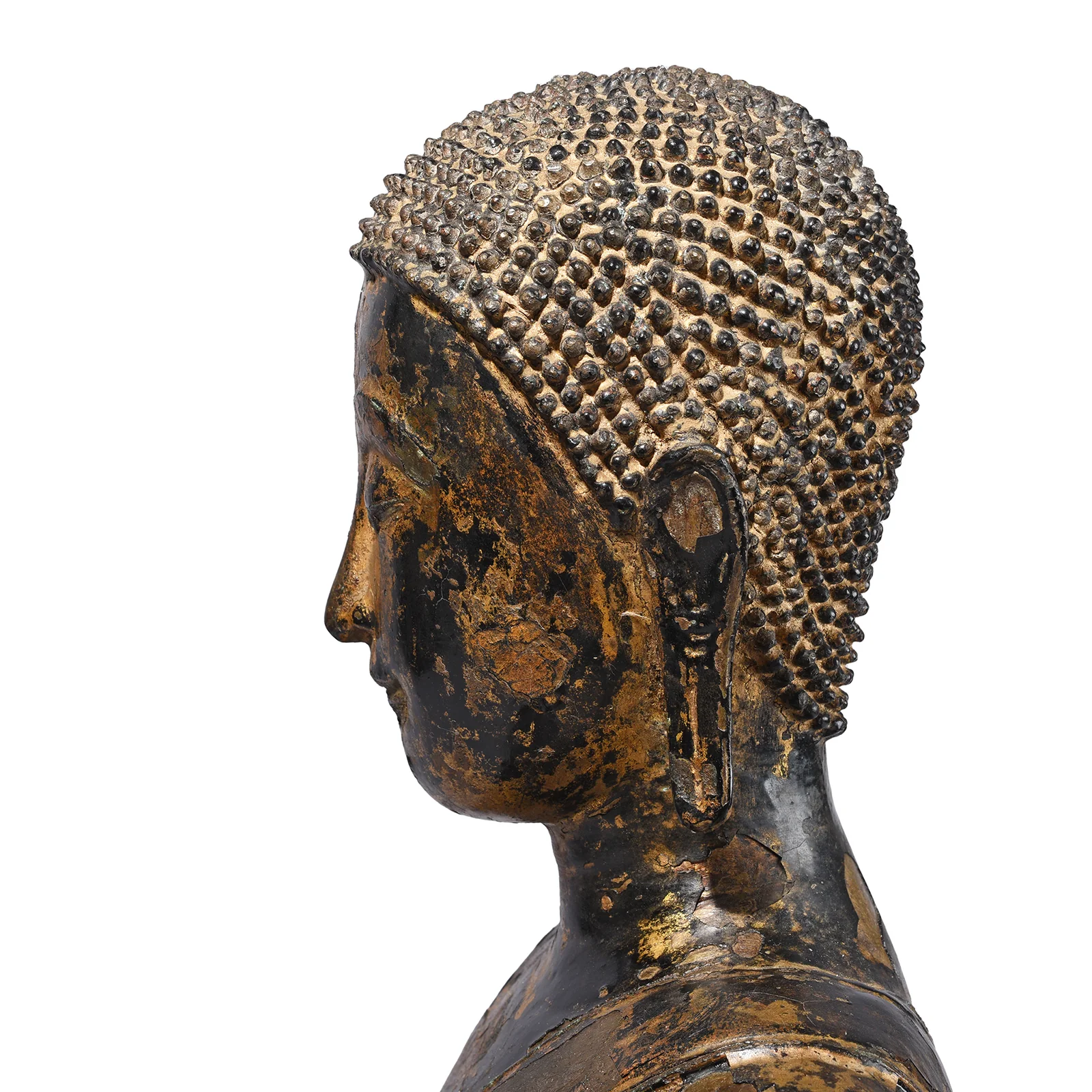Lacquered Bronze Thai Sitting Buddha - Early 19th Century - Image 8