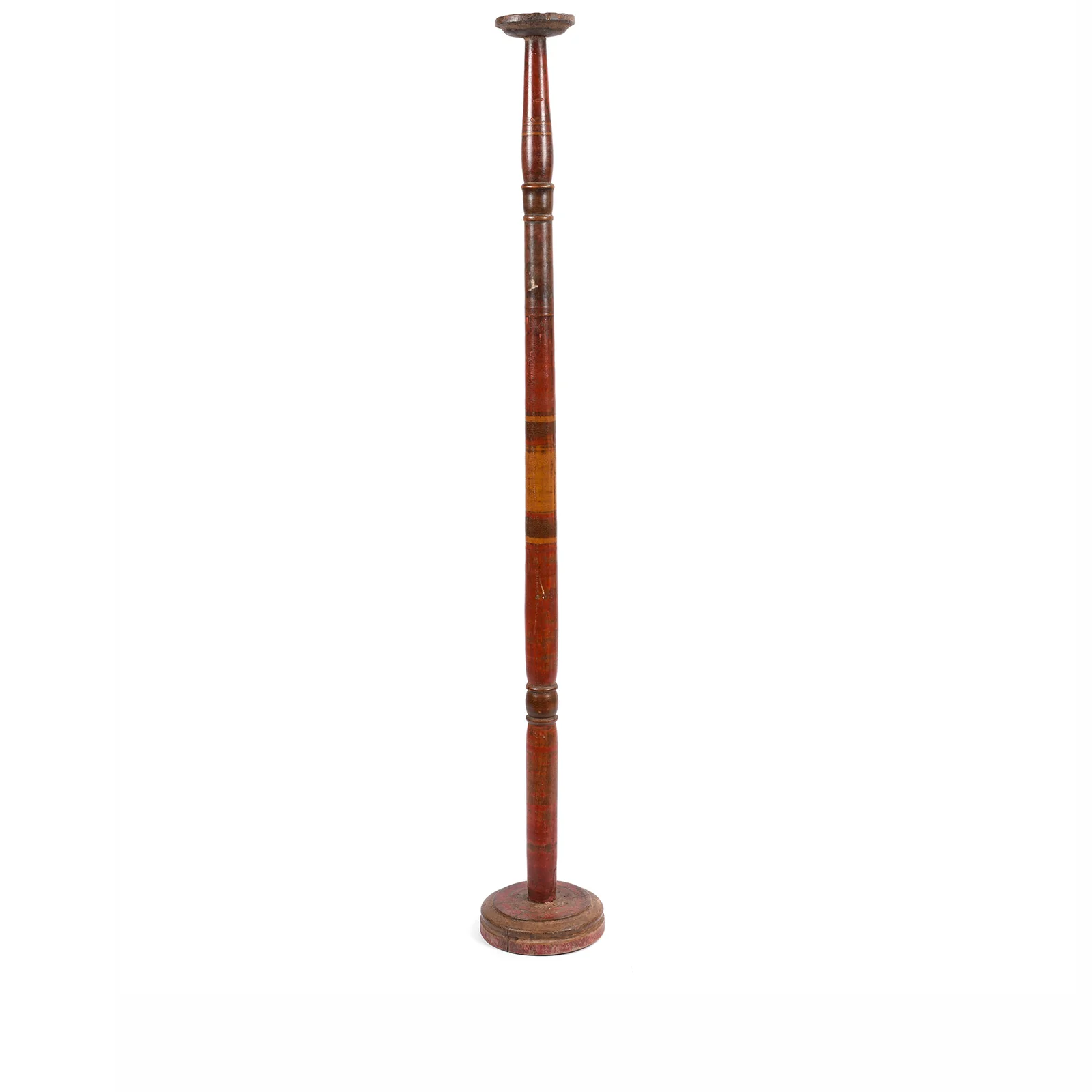 Lacquered Indian Floor Standing Candle Stick From Rajasthan - Ca 1920