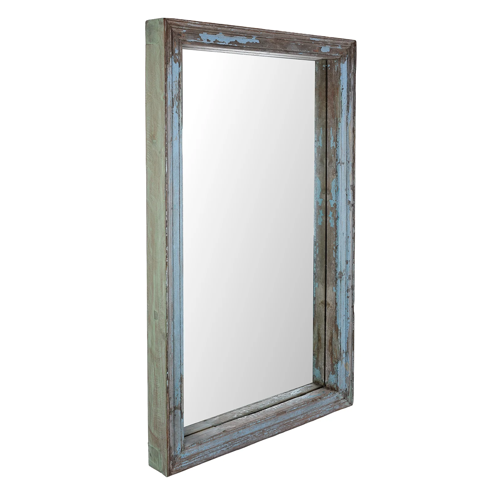 Large Blue Painted Mirror Made From Reclaimed Teak - Image 4
