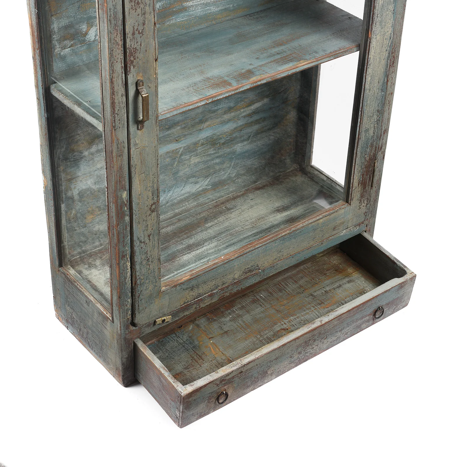 Blue Painted Glazed Large Wall Cabinet - Ca 1920 - Image 4