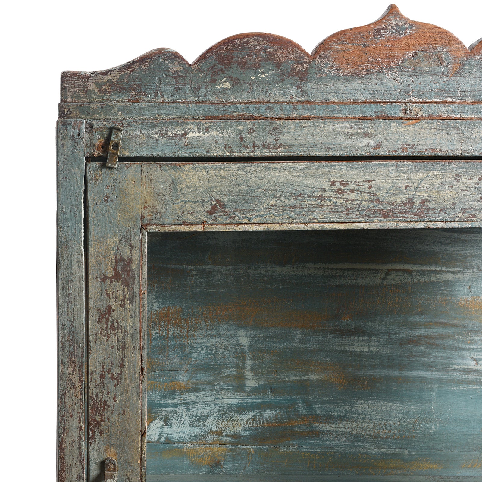 Blue Painted Glazed Large Wall Cabinet - Ca 1920 - Image 6