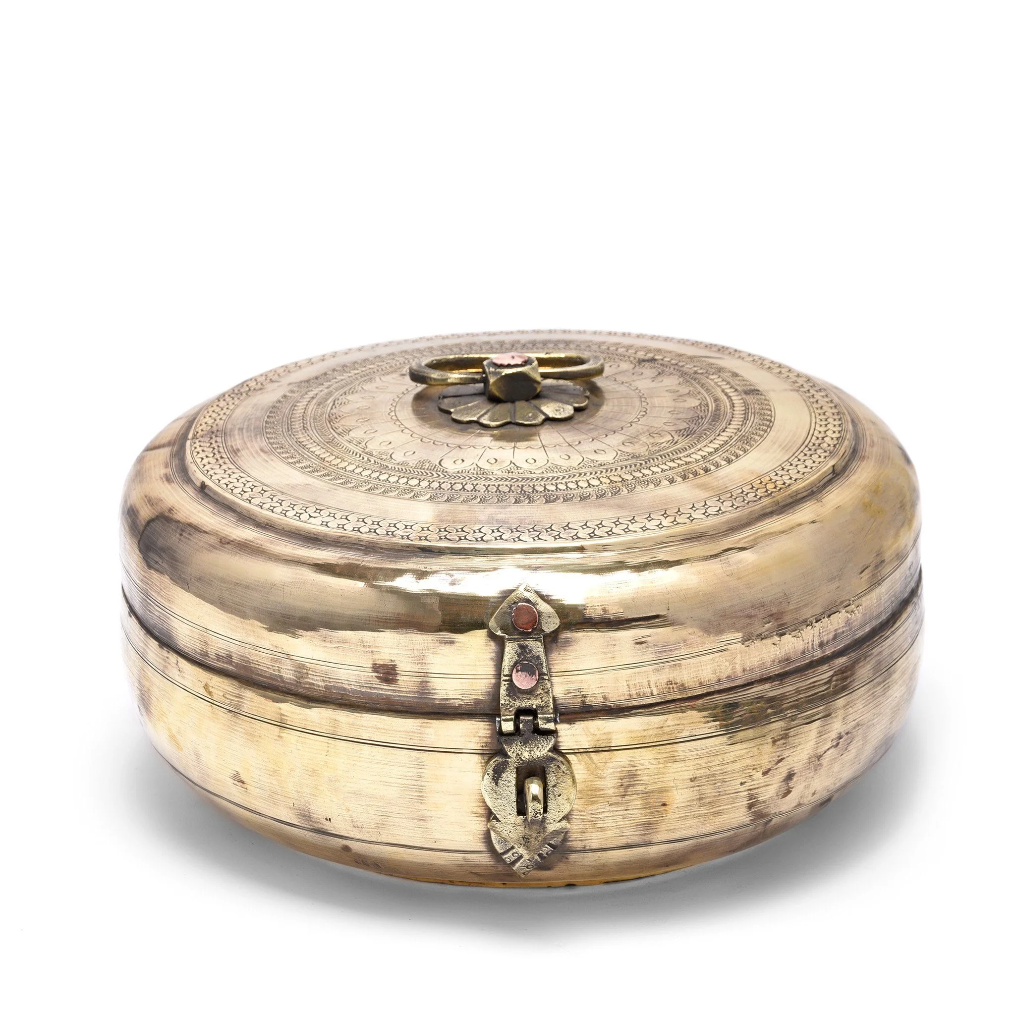 Large Brass Indian Chapati Box - Ca 1900