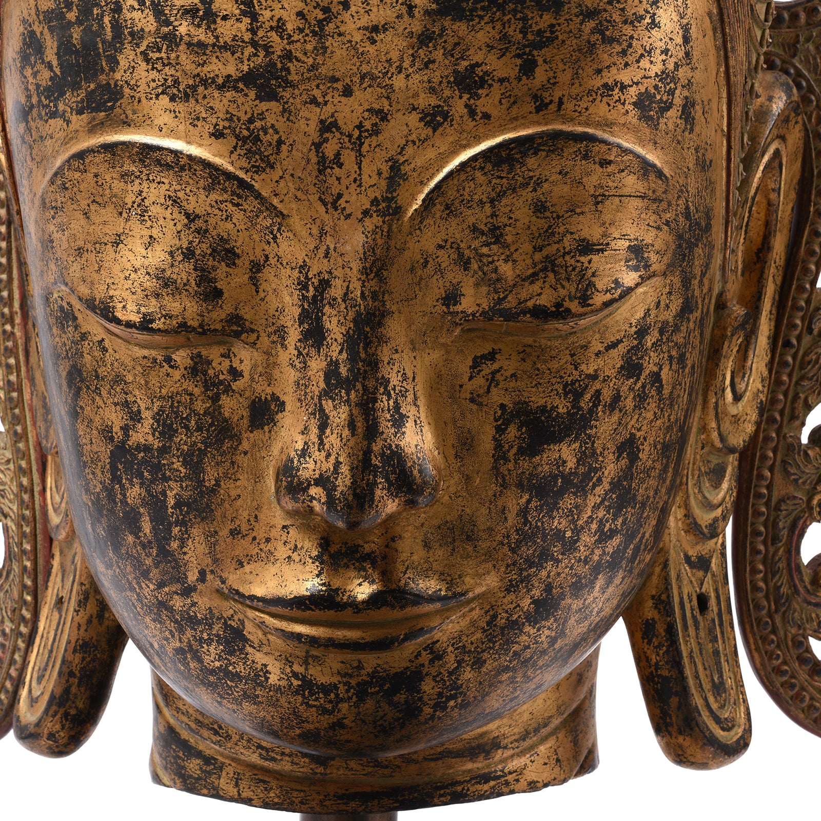 Large Gilt Burmese Crowned Buddha Head - Ca 1960 - Image 13