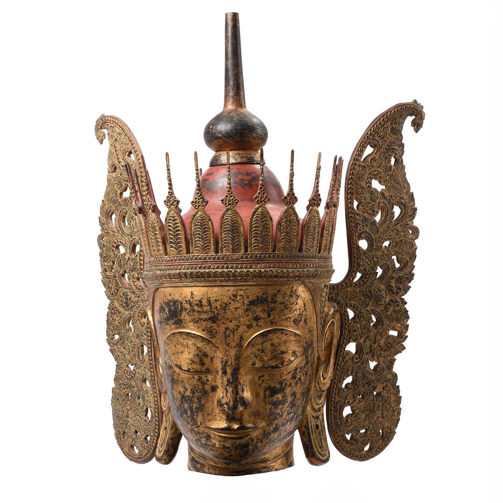 Large Gilt Burmese Crowned Buddha Head - Ca 1960 - Image 4