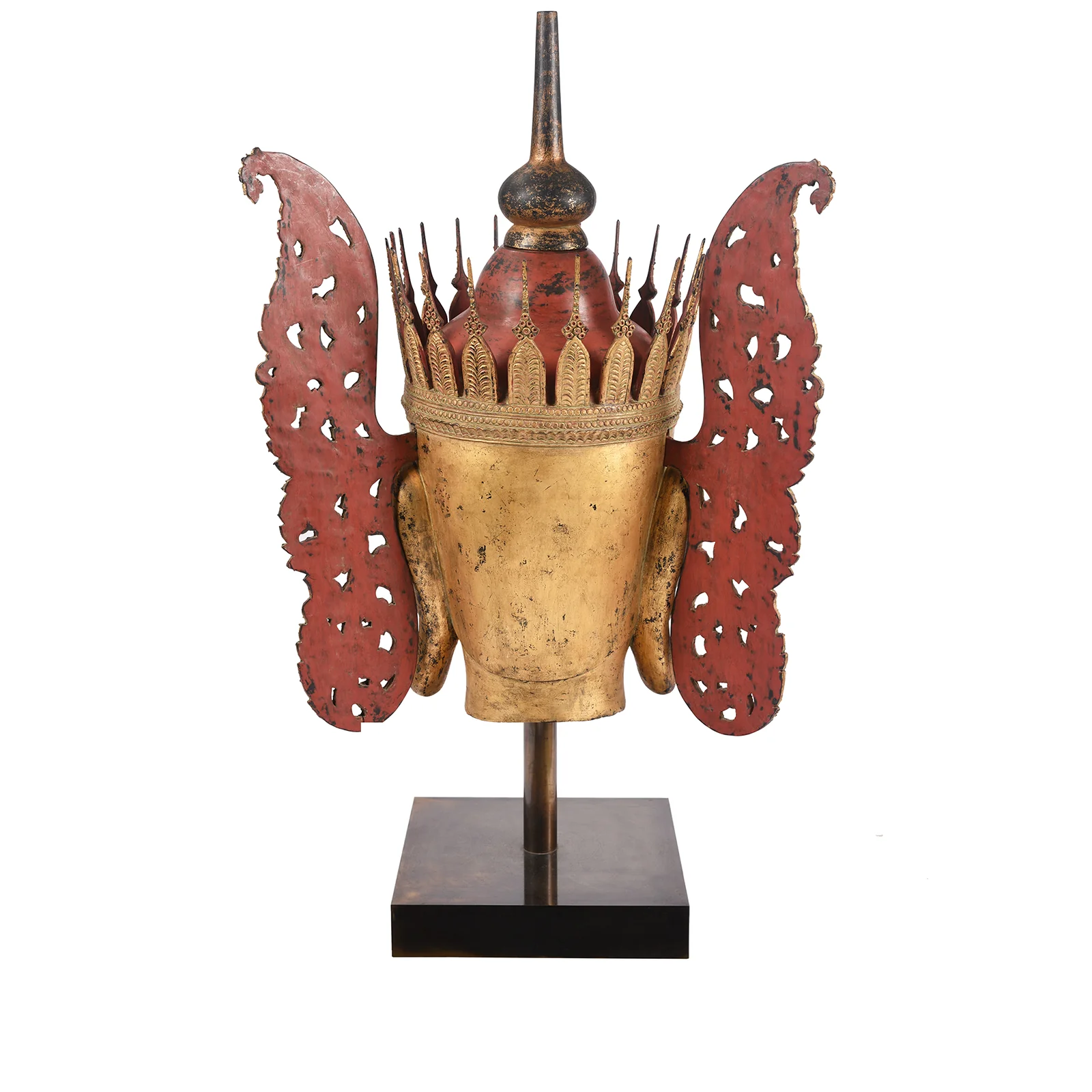 Large Gilt Burmese Crowned Buddha Head - Ca 1960 - Image 7