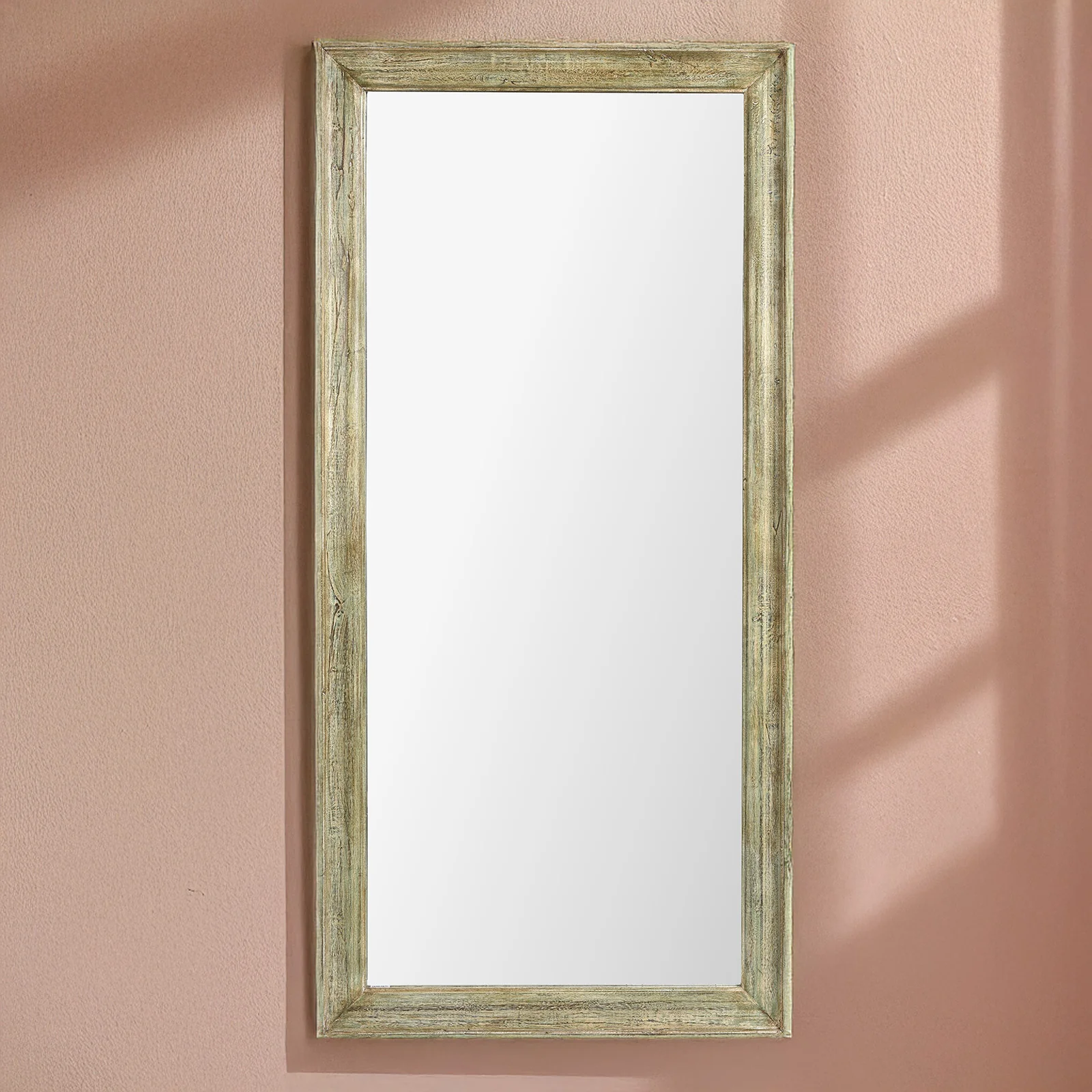 Large Green Painted Mirror Made From Reclaimed Teak