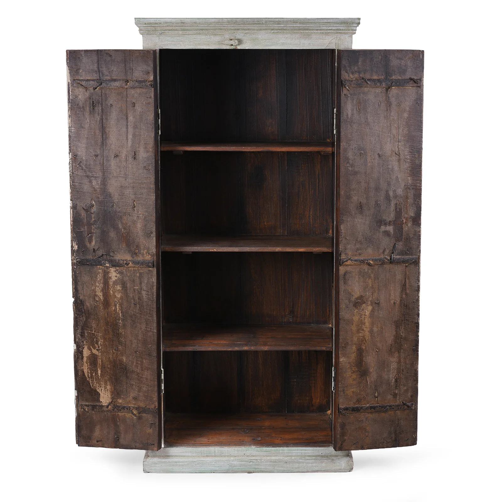 Painted Carved Cabinet Made From Reclaimed Teak Doors - Image 4