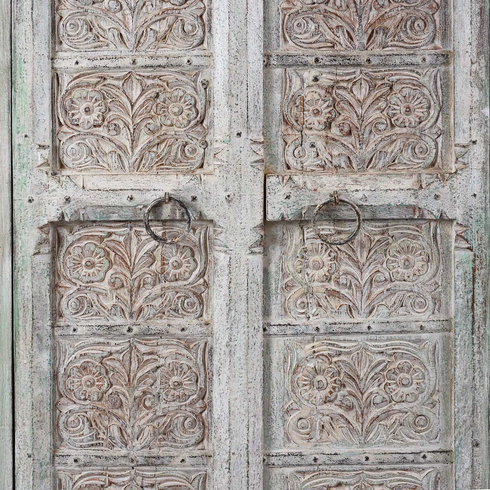 Painted Carved Cabinet Made From Reclaimed Teak Doors - Image 6