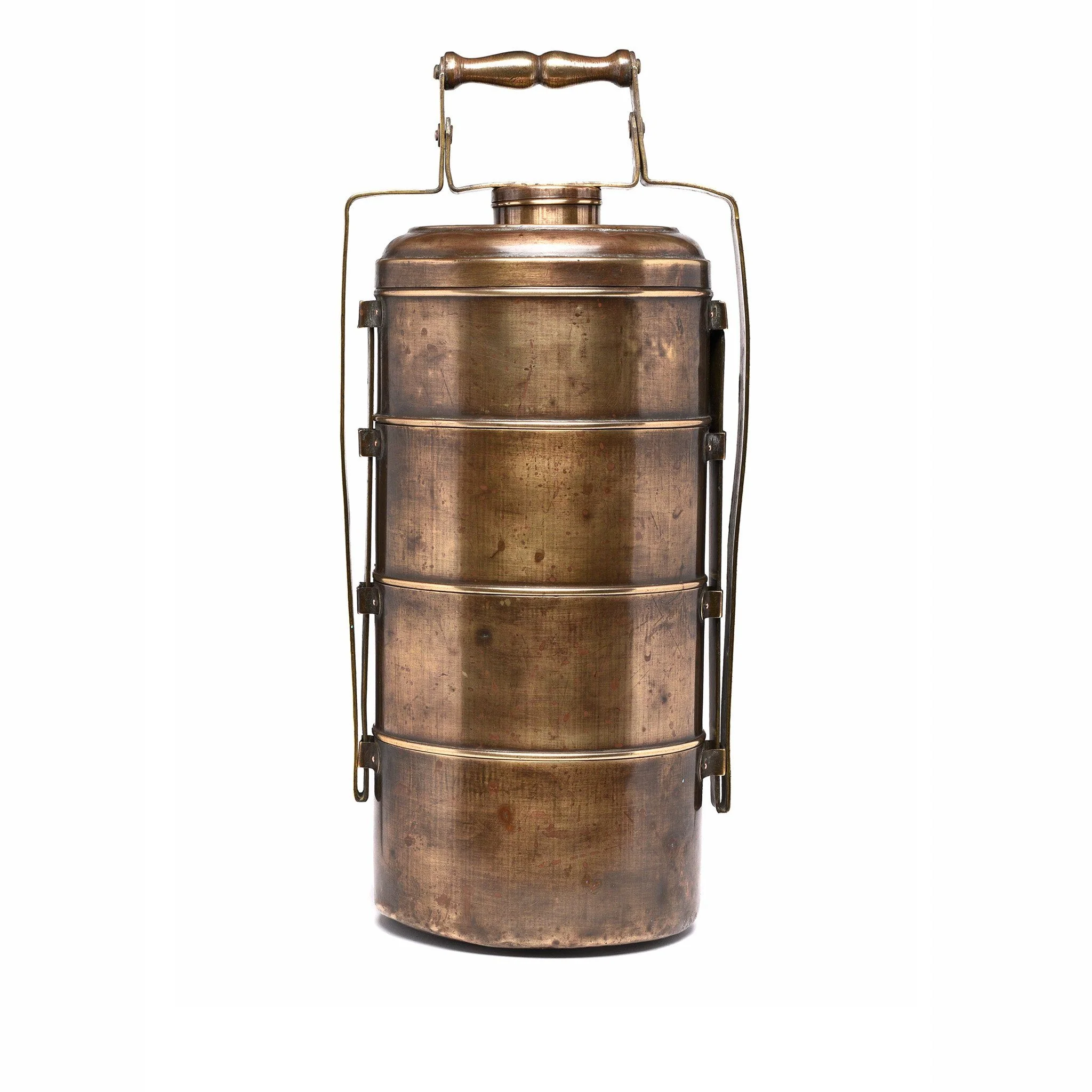 Large Vintage Brass Tiffin Box Set From India - Ca 80 Yrs Old