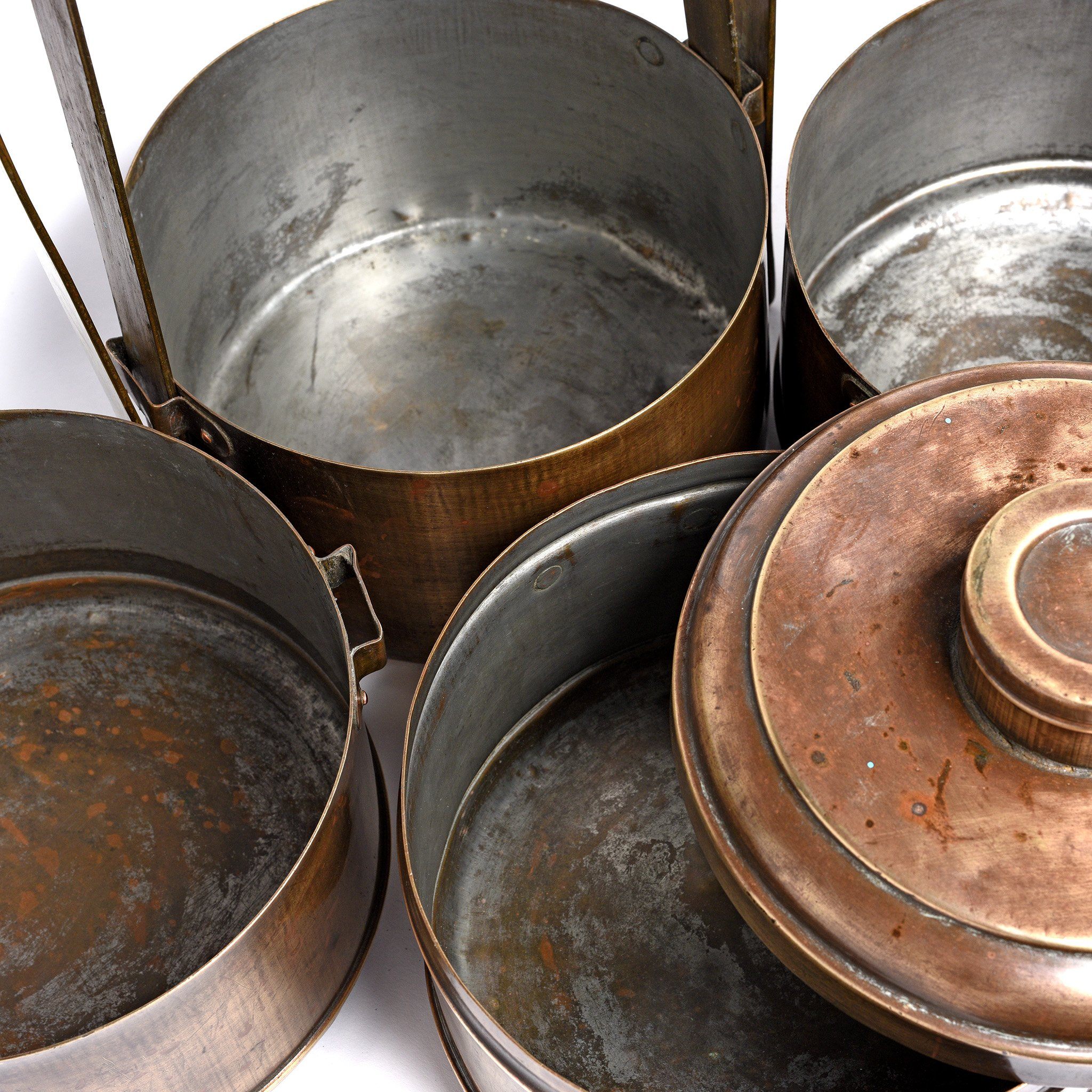 Large Vintage Brass Tiffin Box Set From India - Ca 80 Yrs Old - Image 3