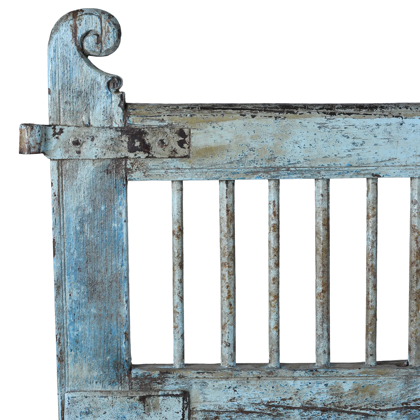 Blue Painted Teak Dog Gate From Gujarat - 19th Century - Image 3