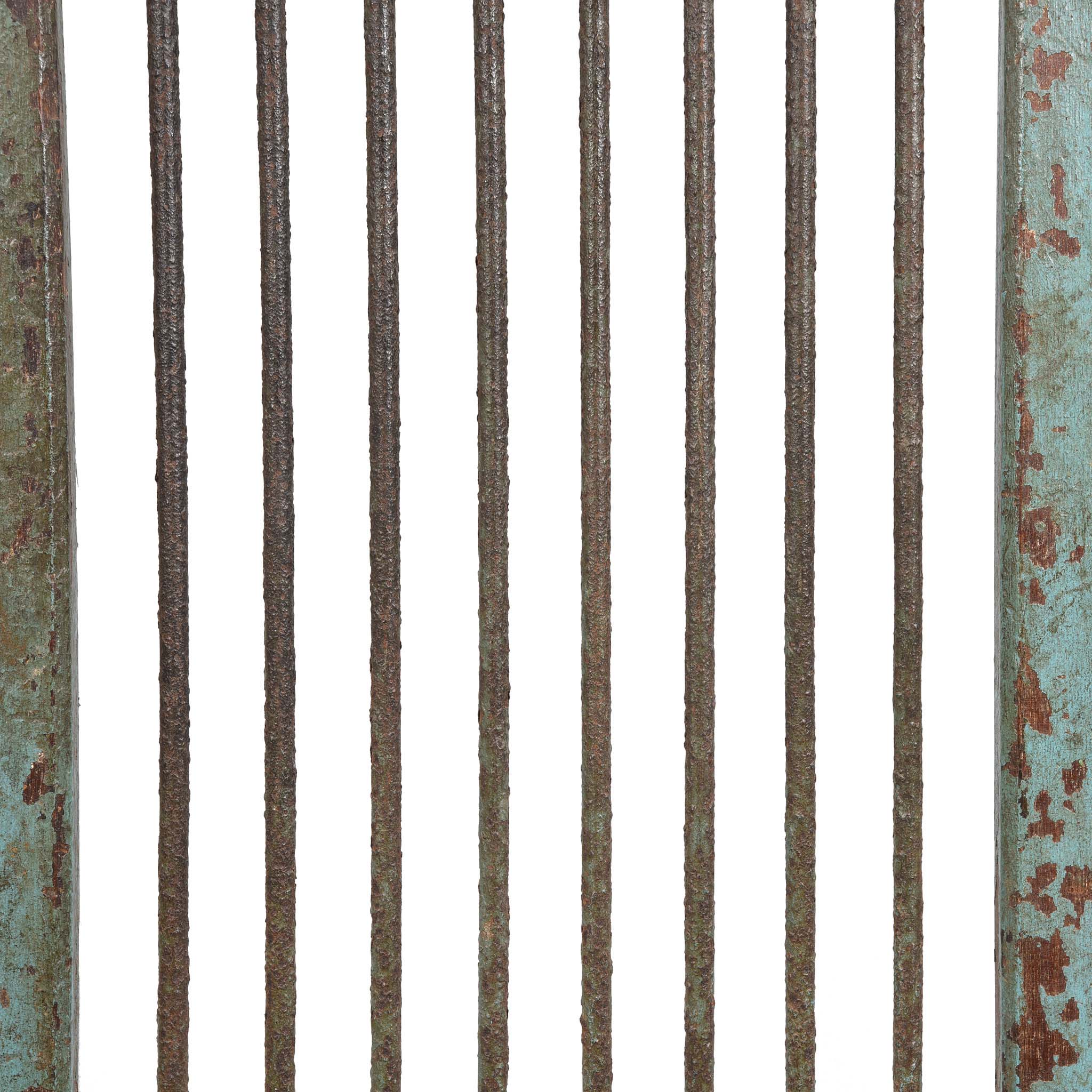 Light Blue Painted Teak Dog Gate From Gujarat - 19thC - Image 4