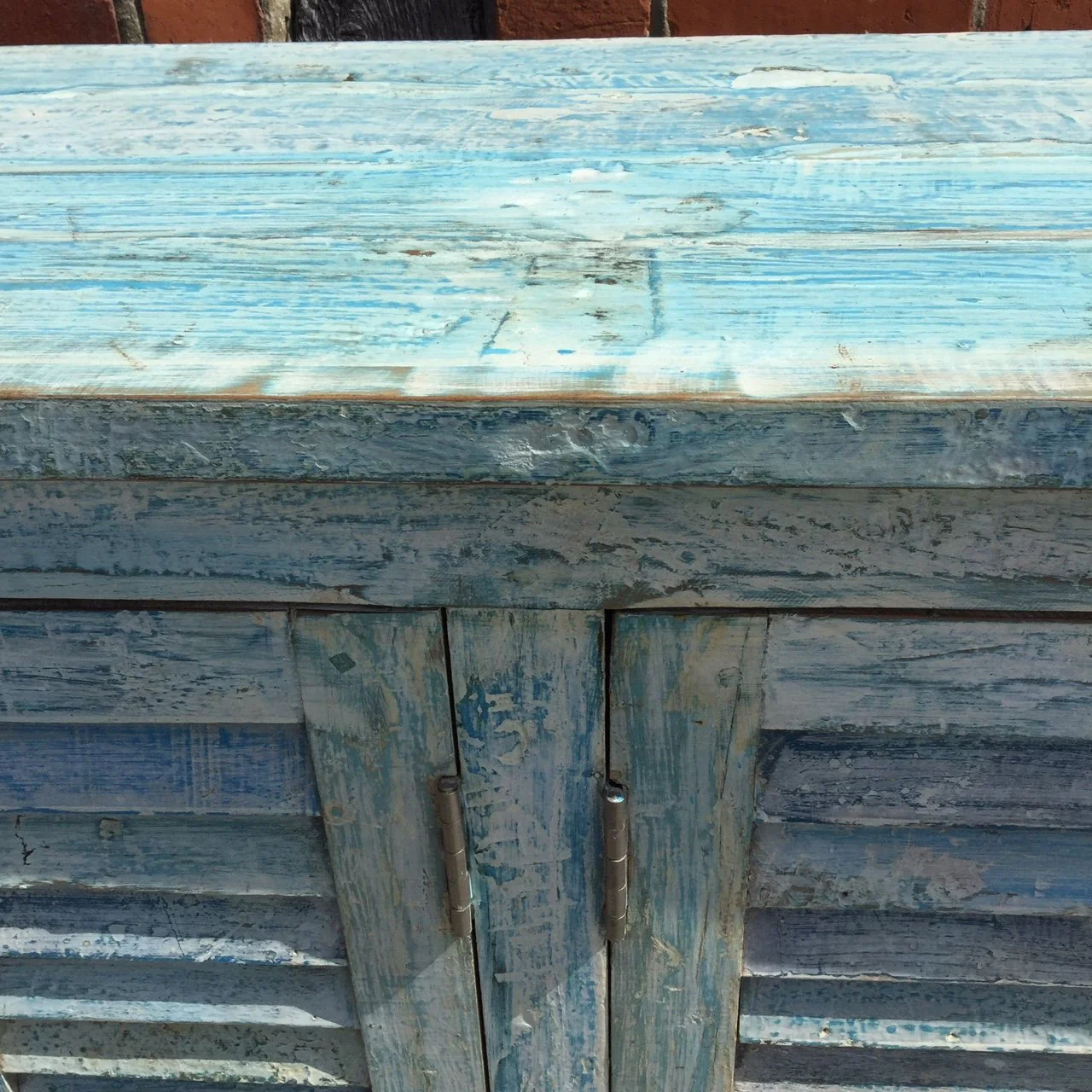4 Door Louvre Sideboard - Blue Painted Reclaimed Teak - Image 6