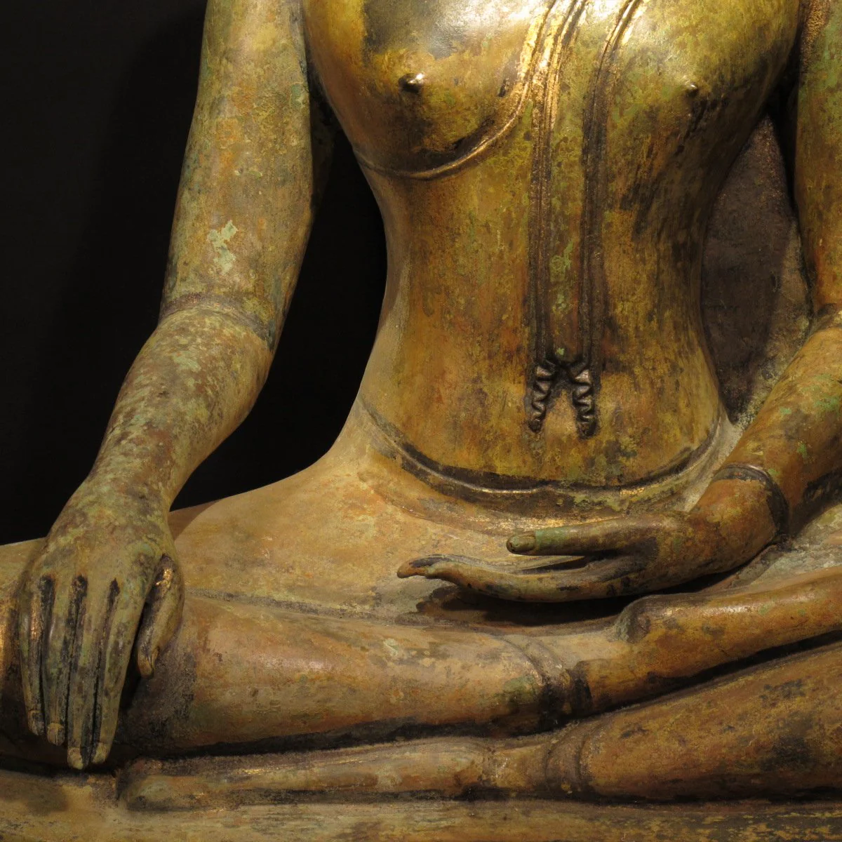 Bronze Thai Buddha in Bhumiparsha Mudra Pose - Image 6
