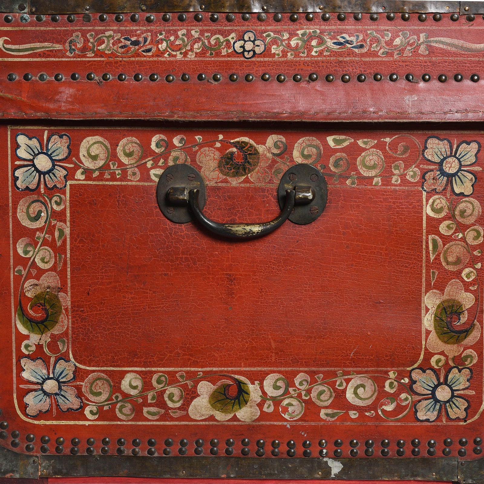 Painted Red Leather Camphor Trunk - Early 19thC - Image 10