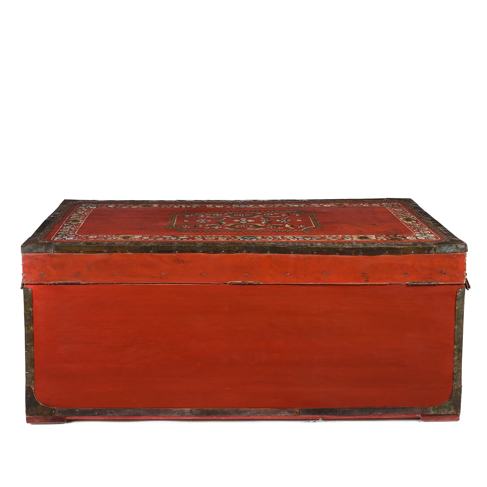 Painted Red Leather Camphor Trunk - Early 19thC - Image 11