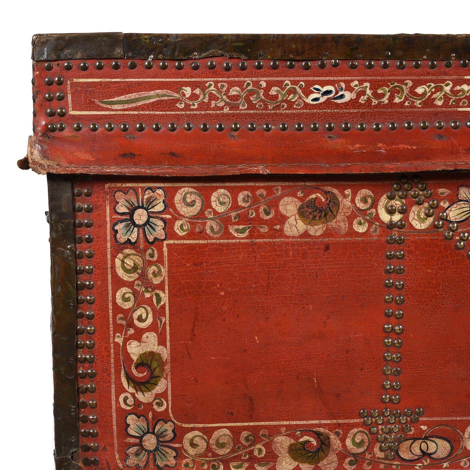 Painted Red Leather Camphor Trunk - Early 19thC - Image 3
