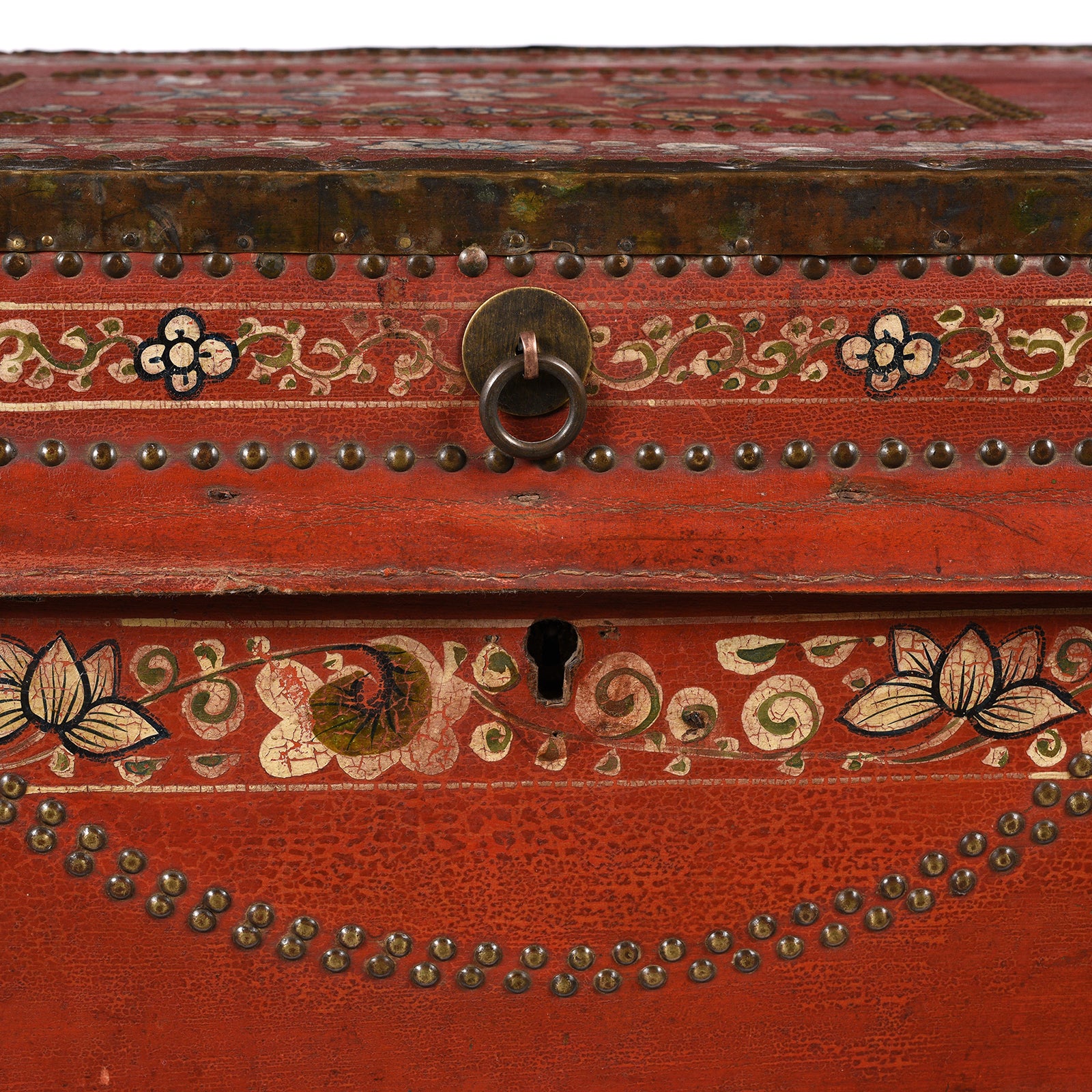 Painted Red Leather Camphor Trunk - Early 19thC - Image 5