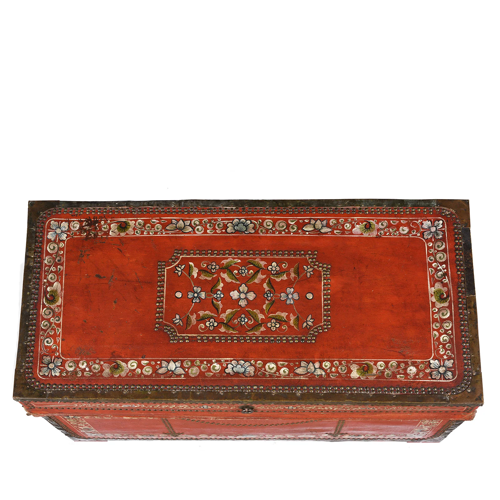 Painted Red Leather Camphor Trunk - Early 19thC - Image 6