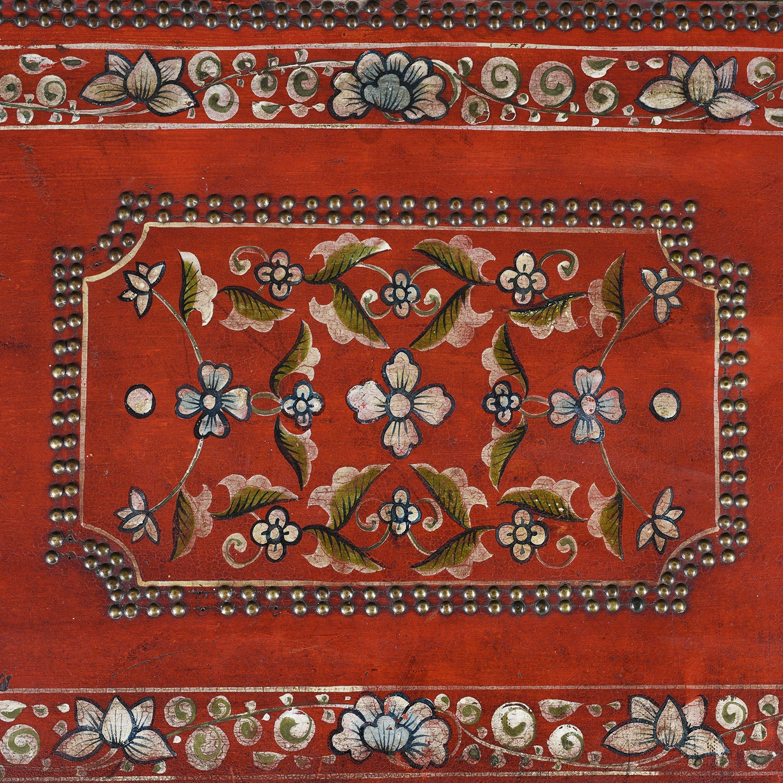 Painted Red Leather Camphor Trunk - Early 19thC - Image 9