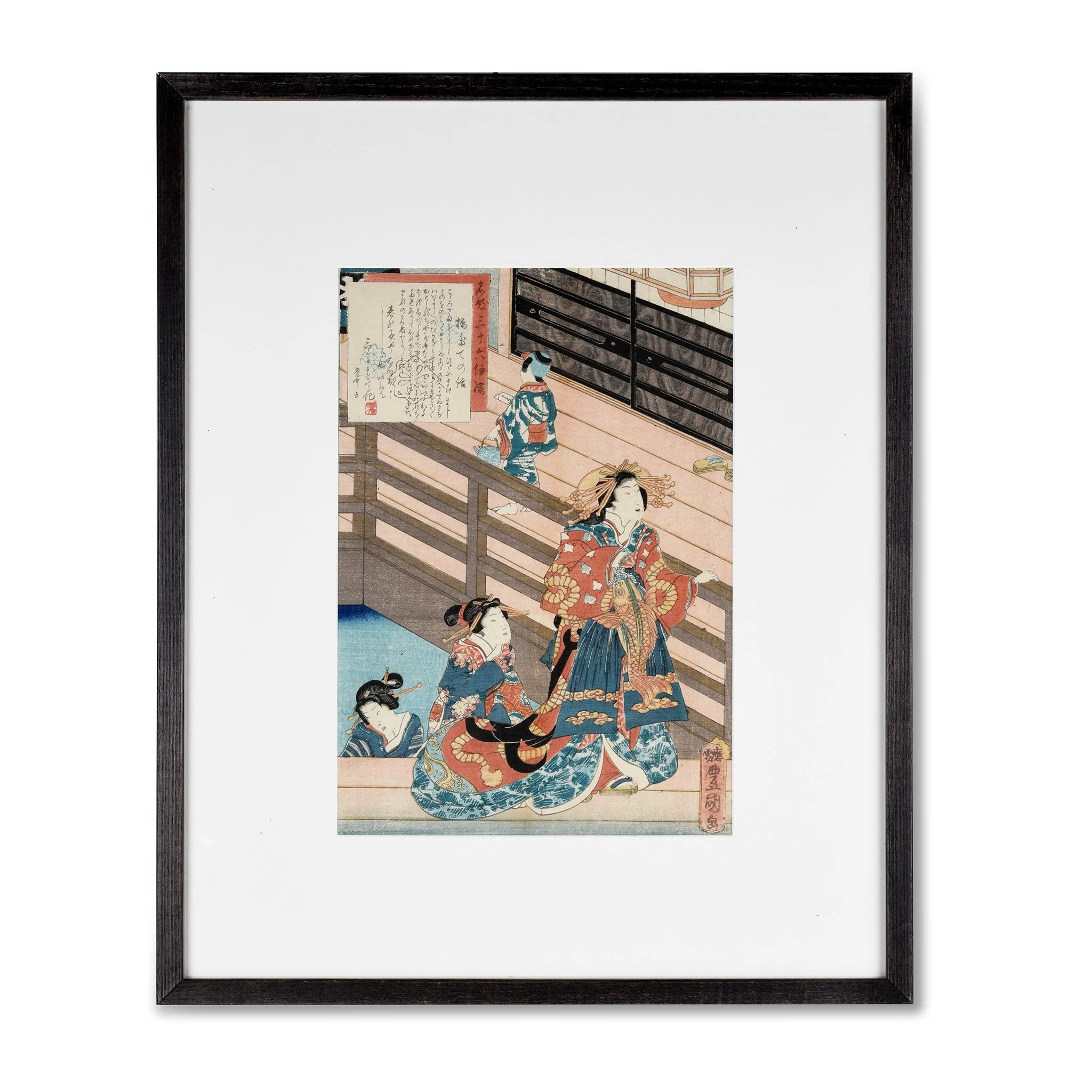 Old Woodblock Print of Courtesans by Kunisada - Edo Period, Ca 1861 - Image 4