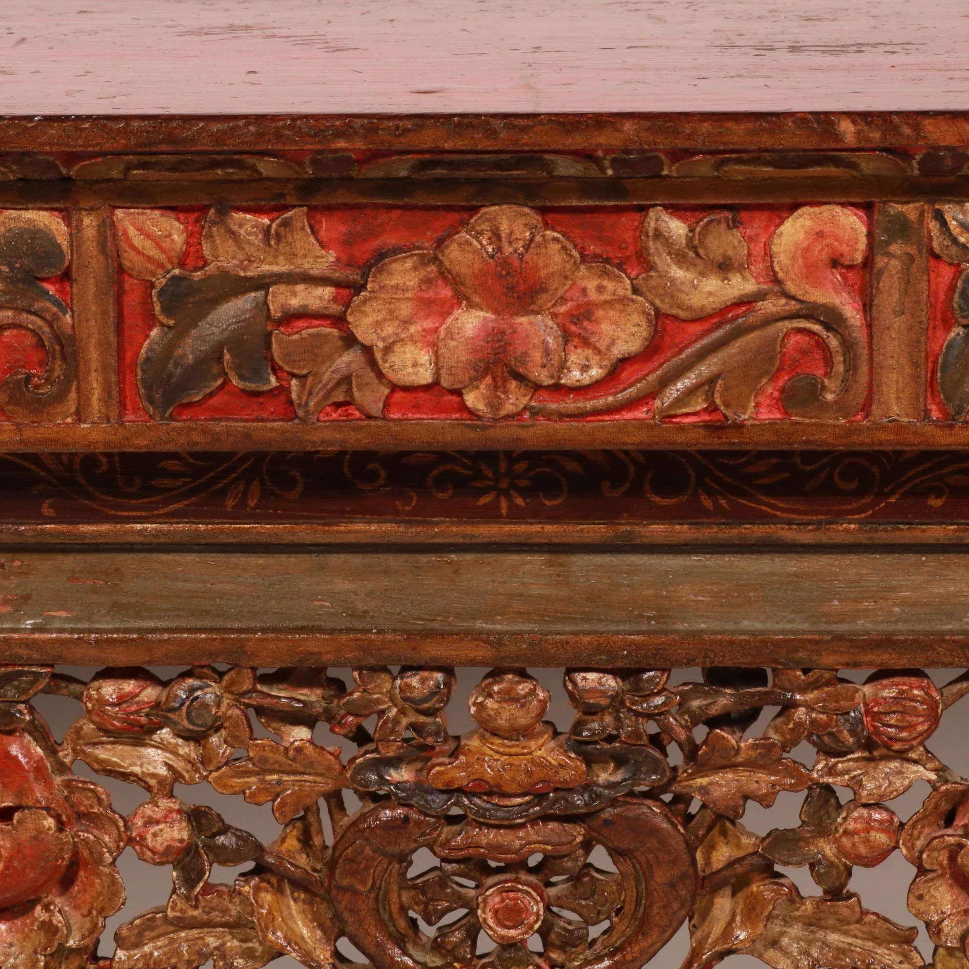 Painted & Carved Choksar - Prayer Table from Tibet - Image 4